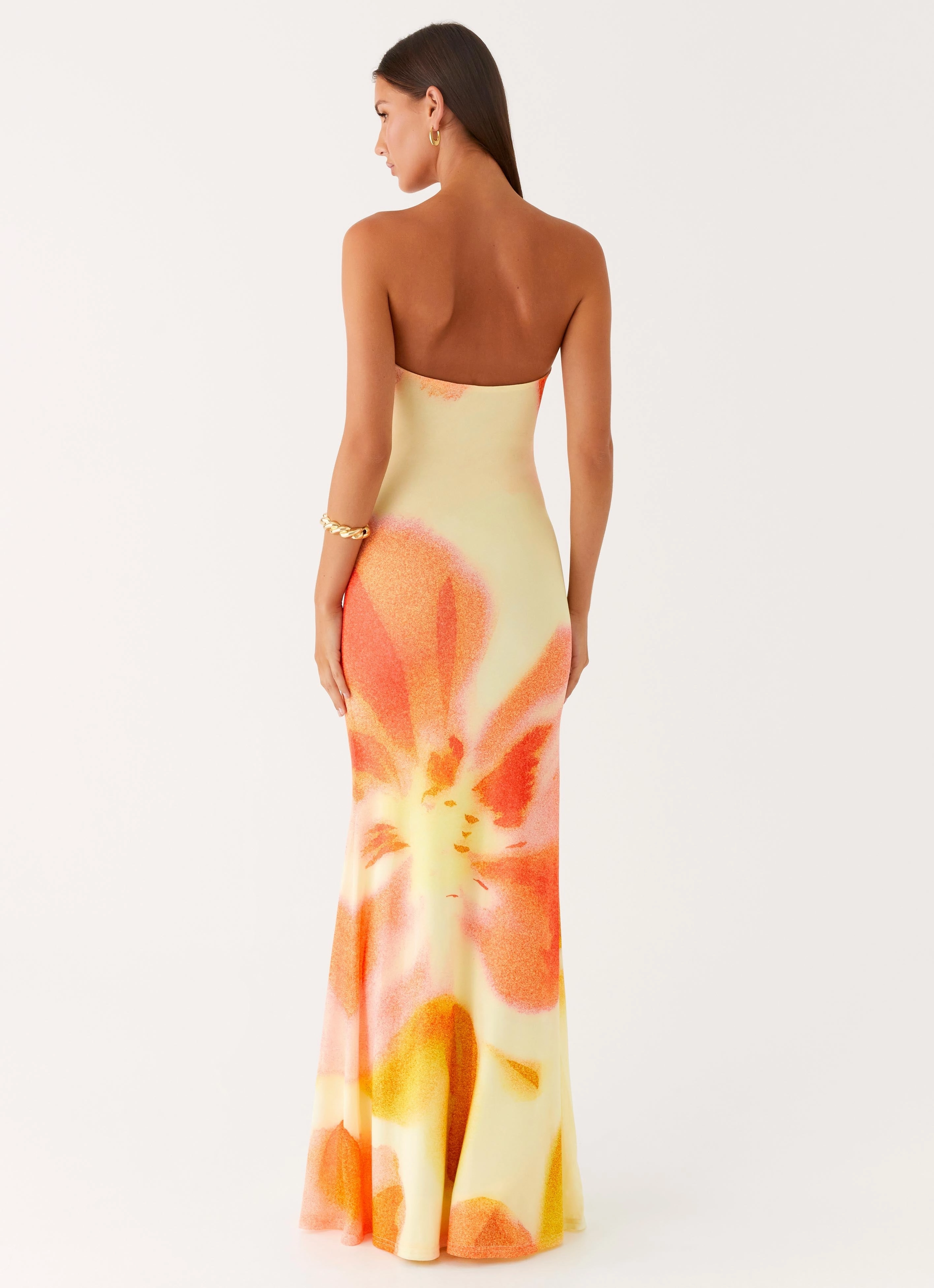 Lounge Base High low hem Iroha Strapless Maxi Dress - Mimosa Blossom