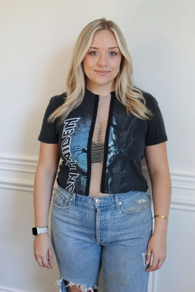 Iron Maiden Chain Middle Crop Reinforced Hemline Friction Resistant Finish