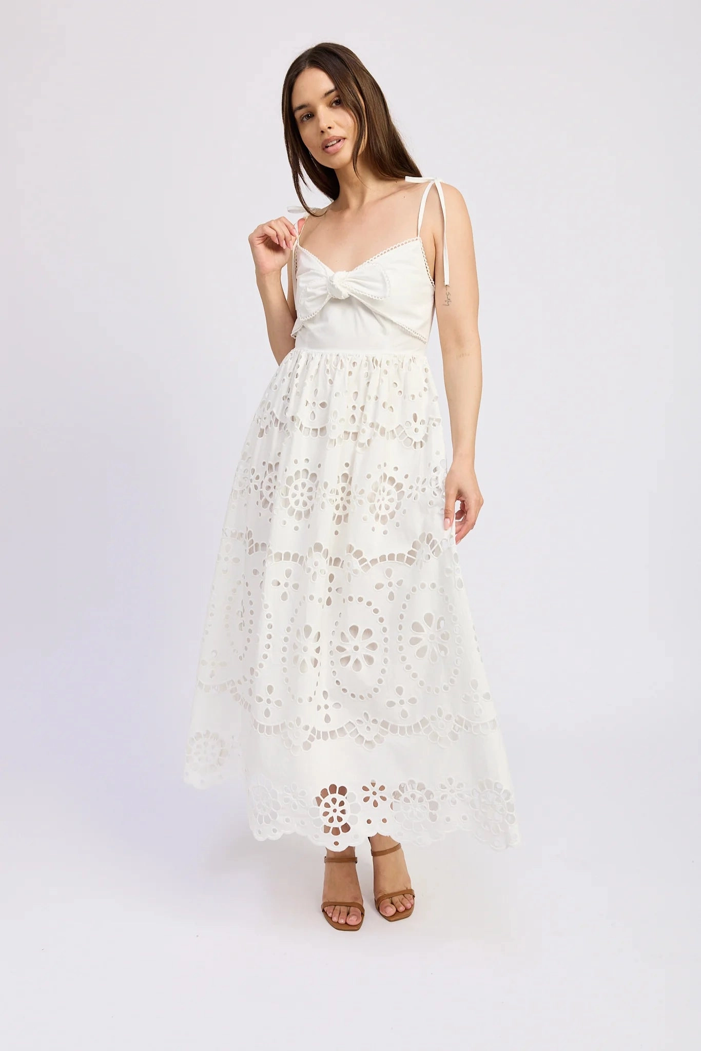 Isabella Embroidered Midi Dress Polished Form Nordic Plain