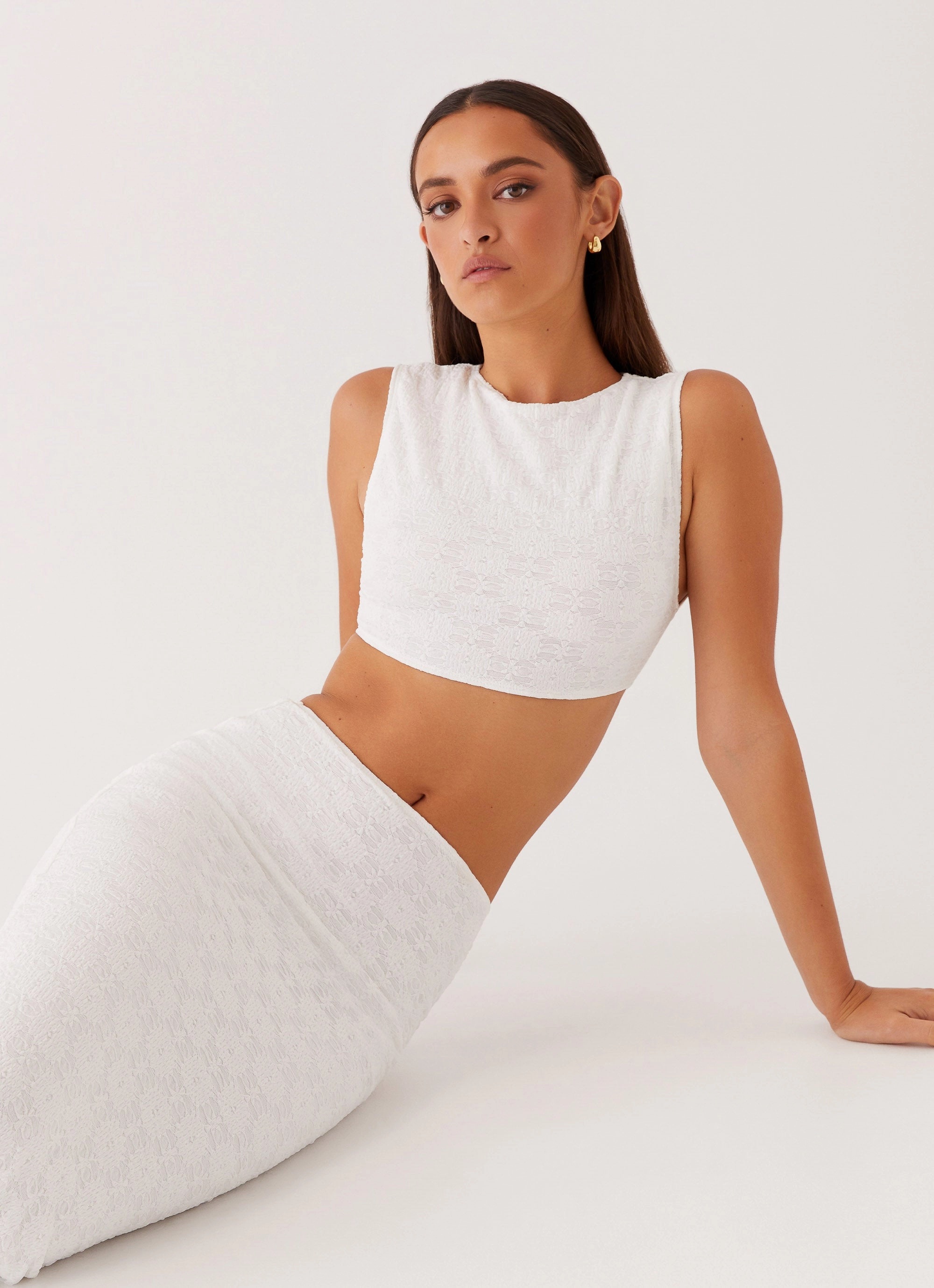 Issey Crop Top - White AdjustableCuffs
