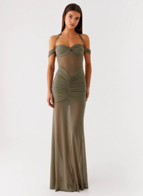 Ivy Lane Maxi Dress - Olive Sleek and Flattering