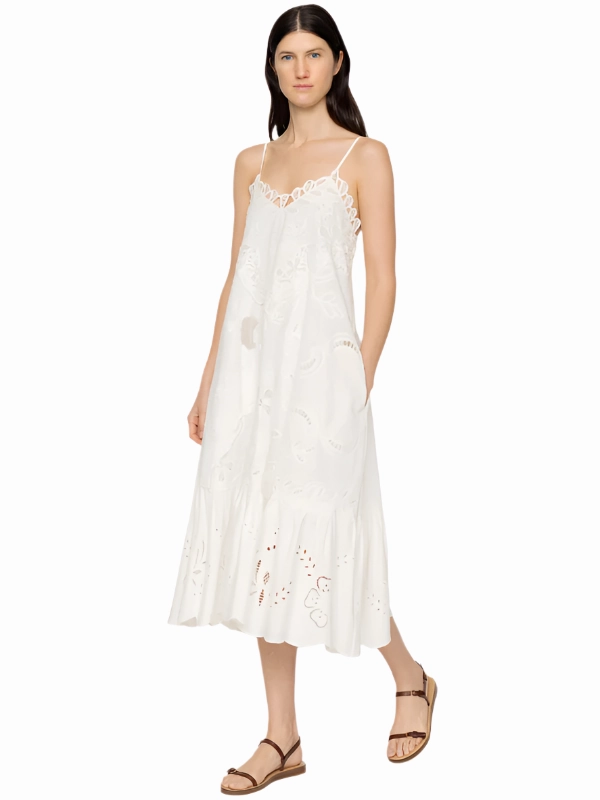 Iyla Soutache Slip Dress in White Edge Detail