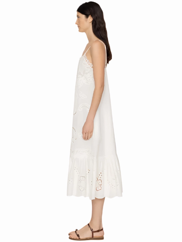Bright-Hue Iyla Soutache Slip Dress in White