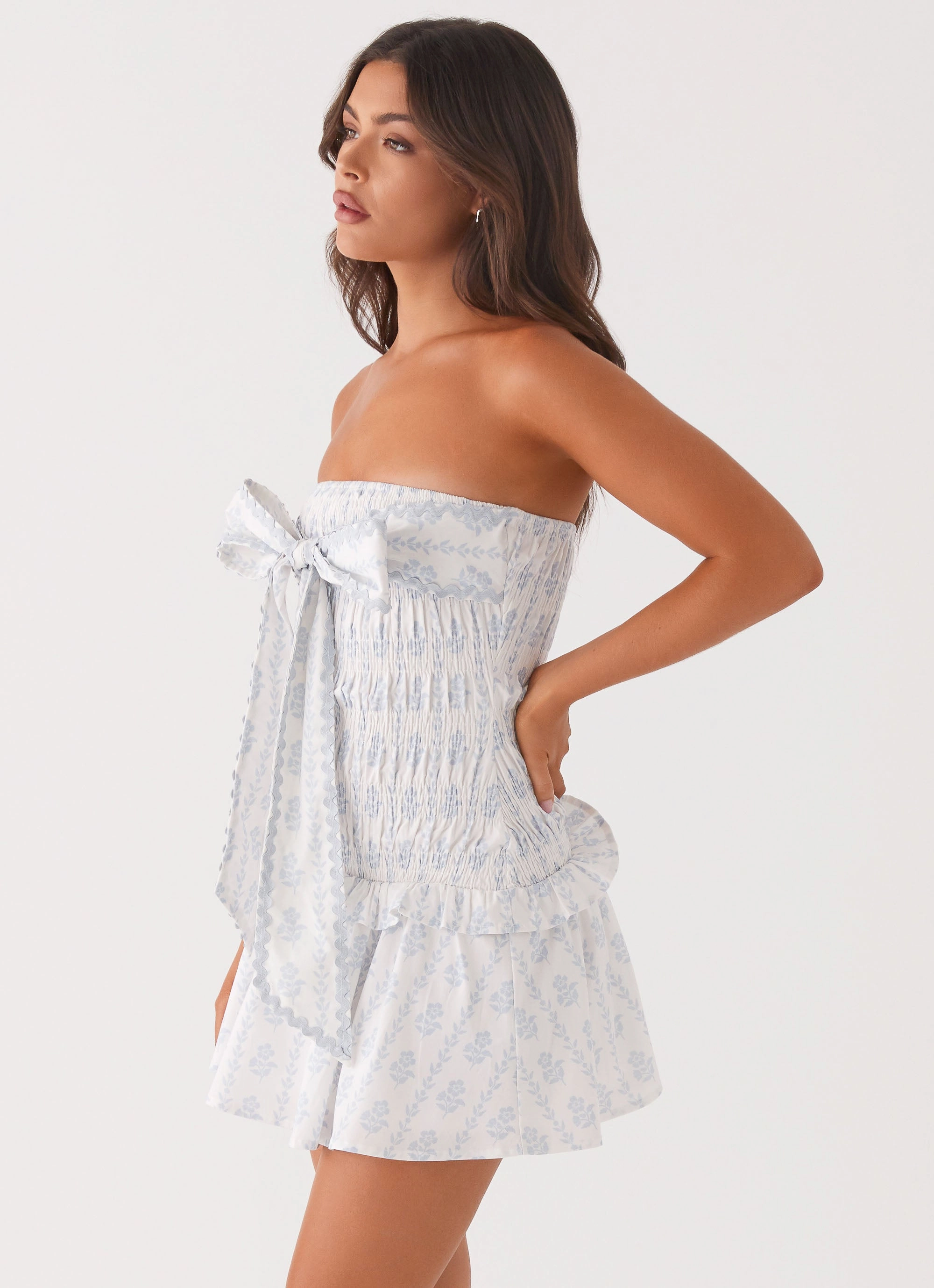 Functional Comfort Izi Shirred Mini Dress - Sweet Daydream Print