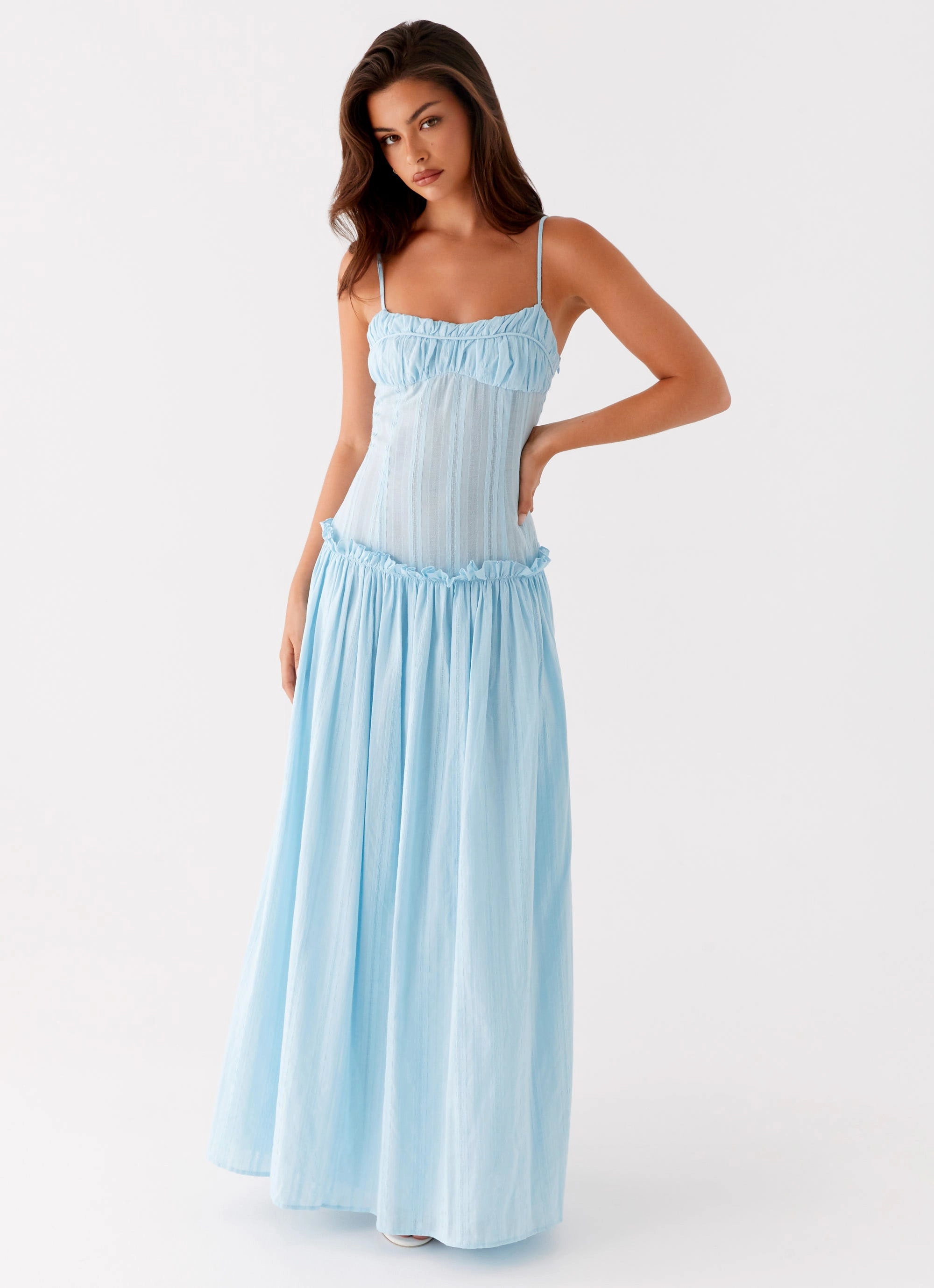 Jacinda Drop Waist Maxi Dress - Blue Exclusive-Design Lounge Style