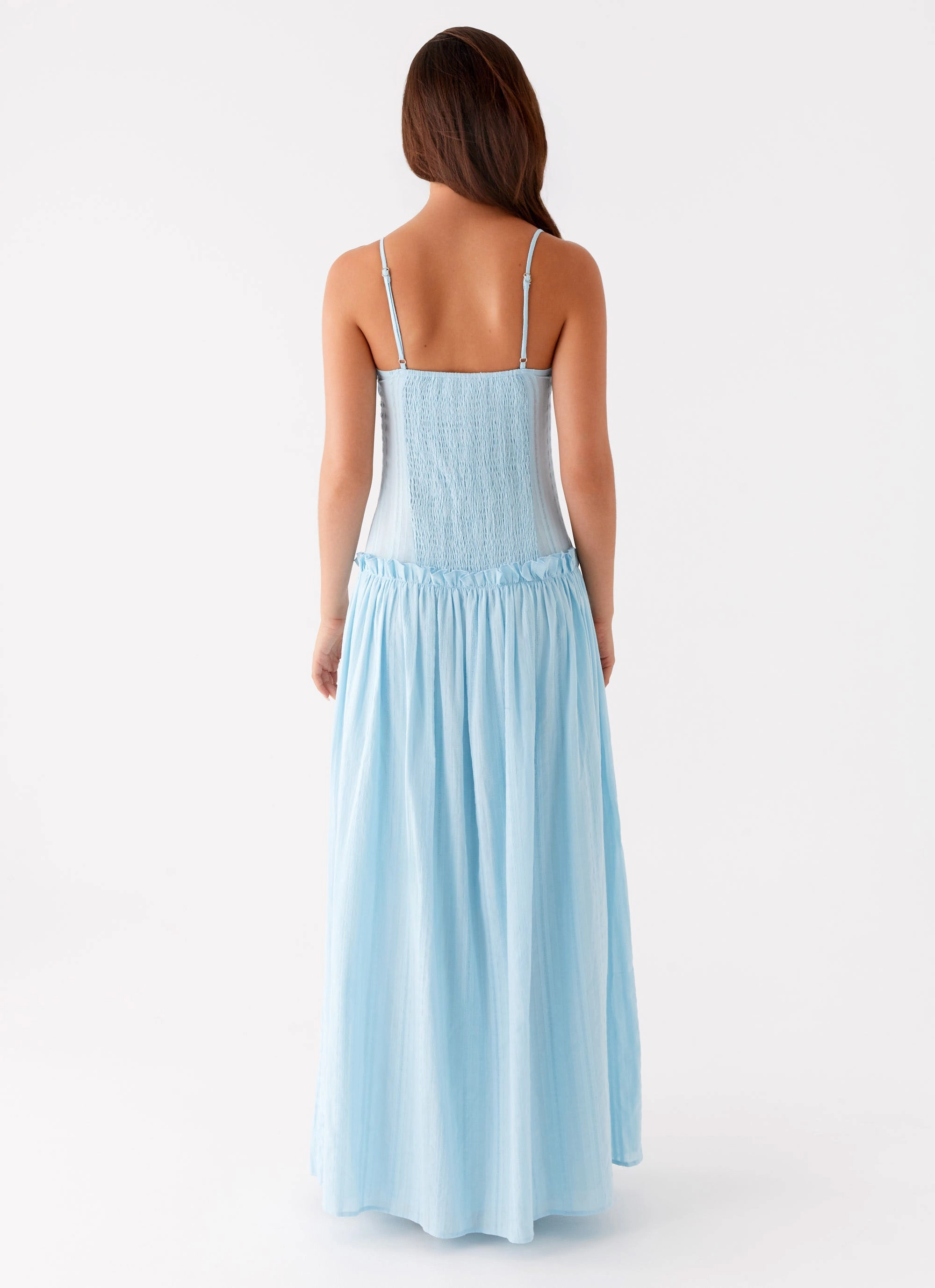 Chill Base Front-Pocket Jacinda Drop Waist Maxi Dress - Blue