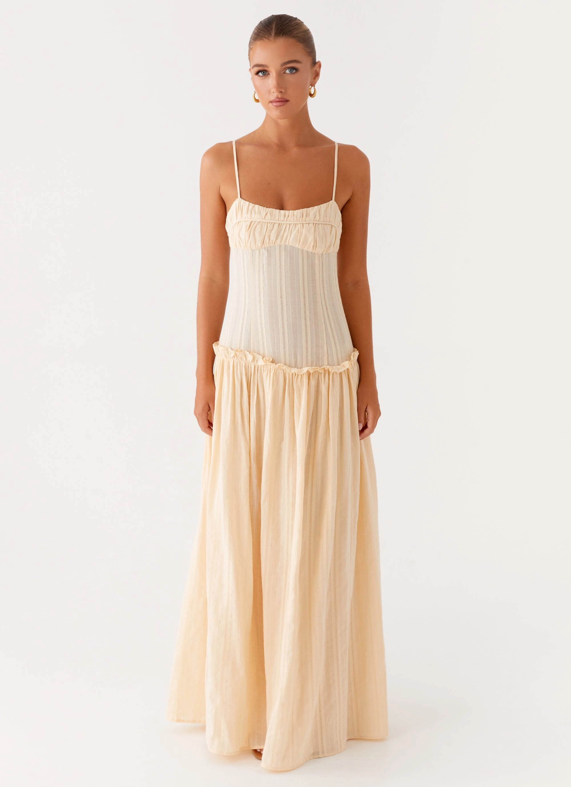 Convertible-Style Smart Layer Jacinda Drop Waist Maxi Dress - Cream
