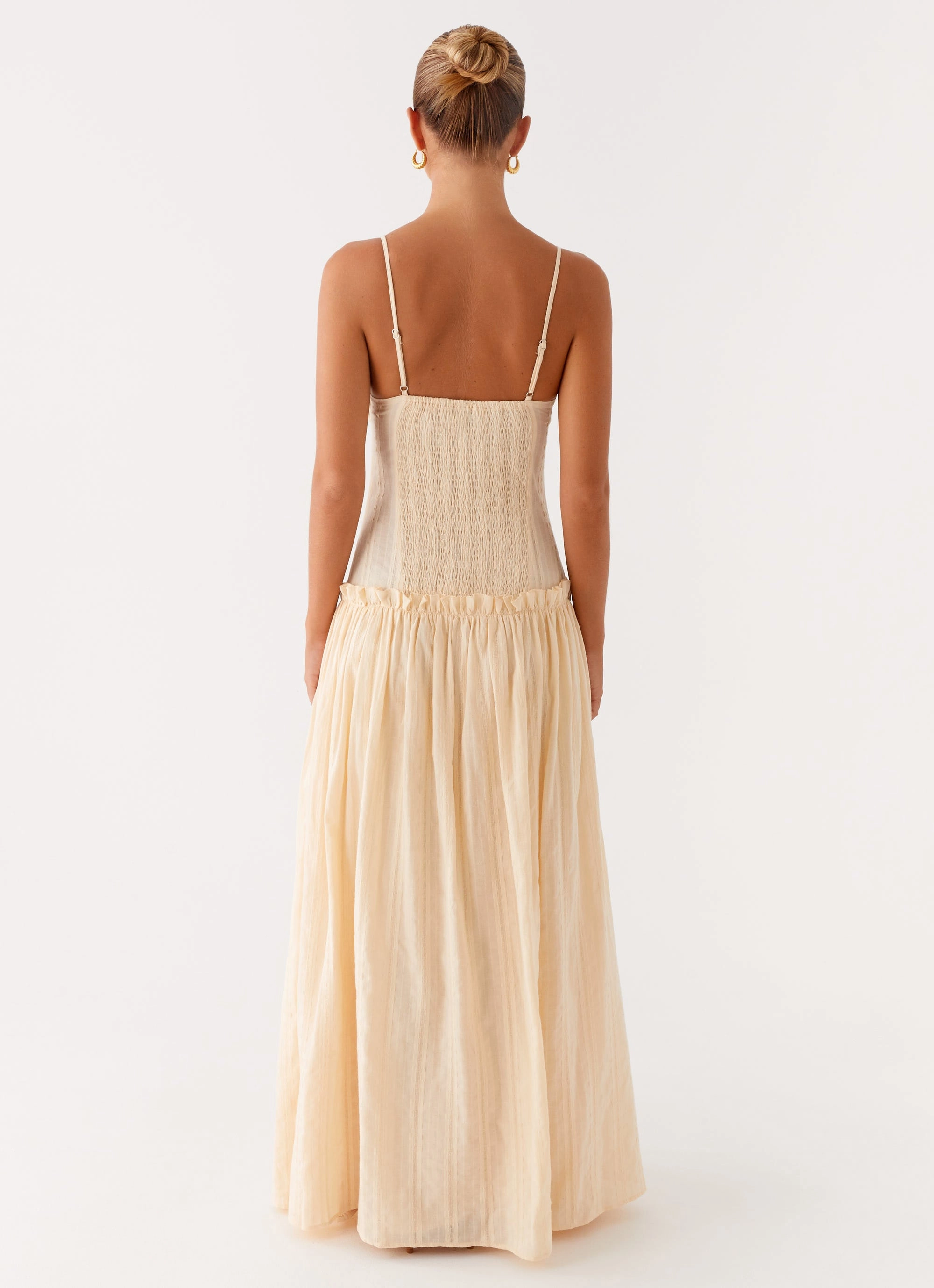 boho vibe Jacinda Drop Waist Maxi Dress - Cream