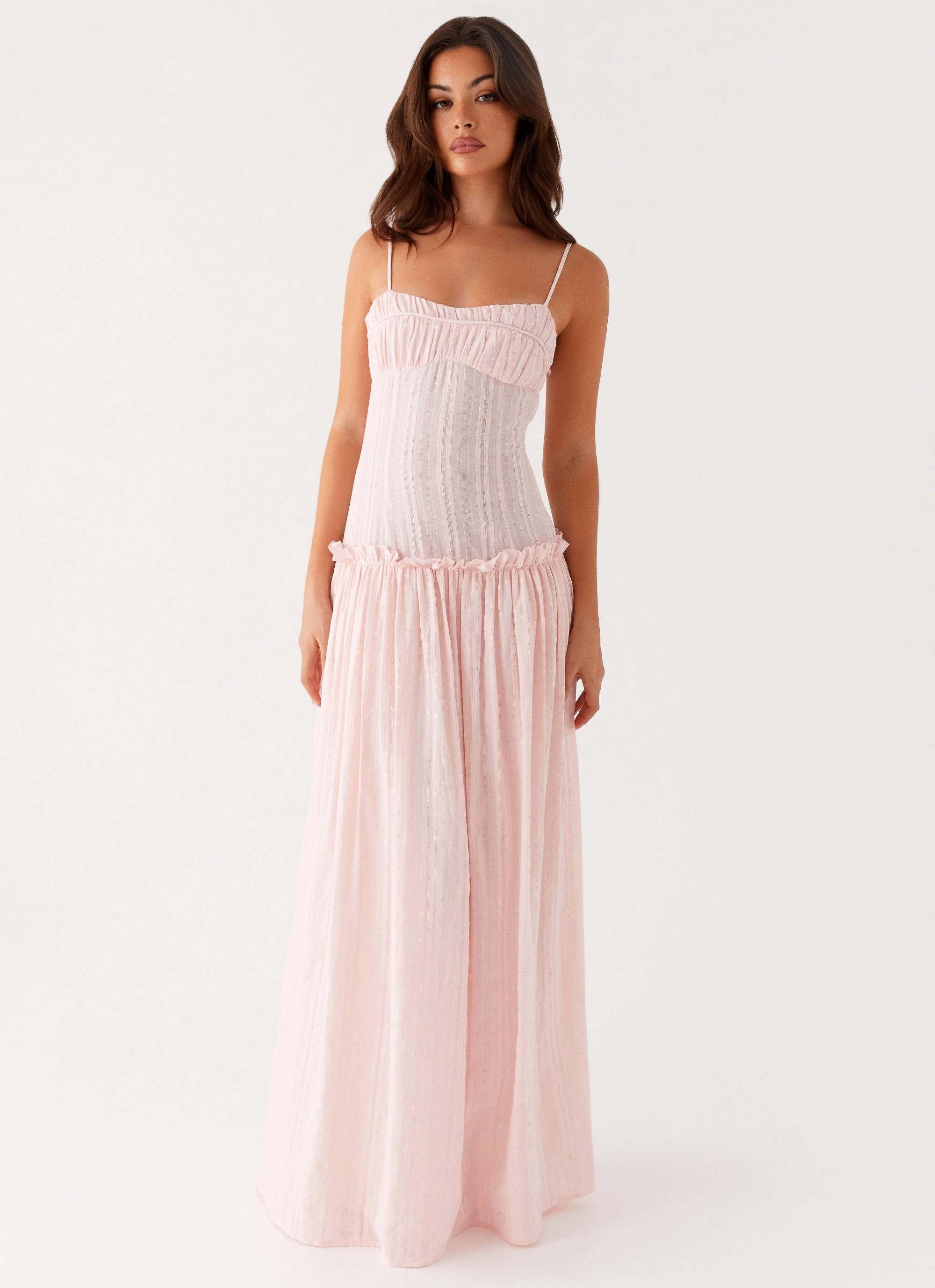 Jacinda Drop Waist Maxi Dress - Pink Shine Moment