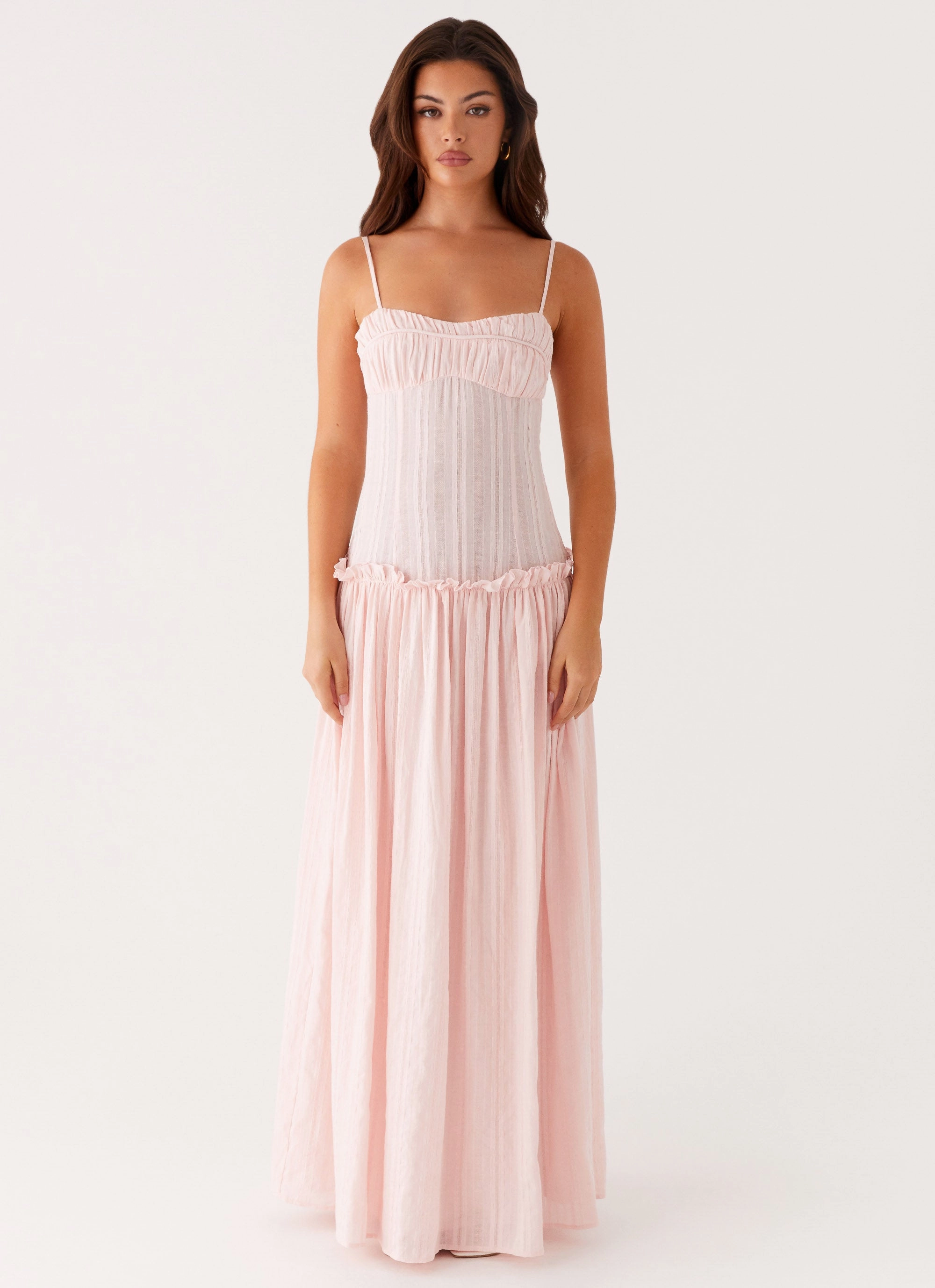 Jacinda Drop Waist Maxi Dress - Pink Easy Go Cozy Touch