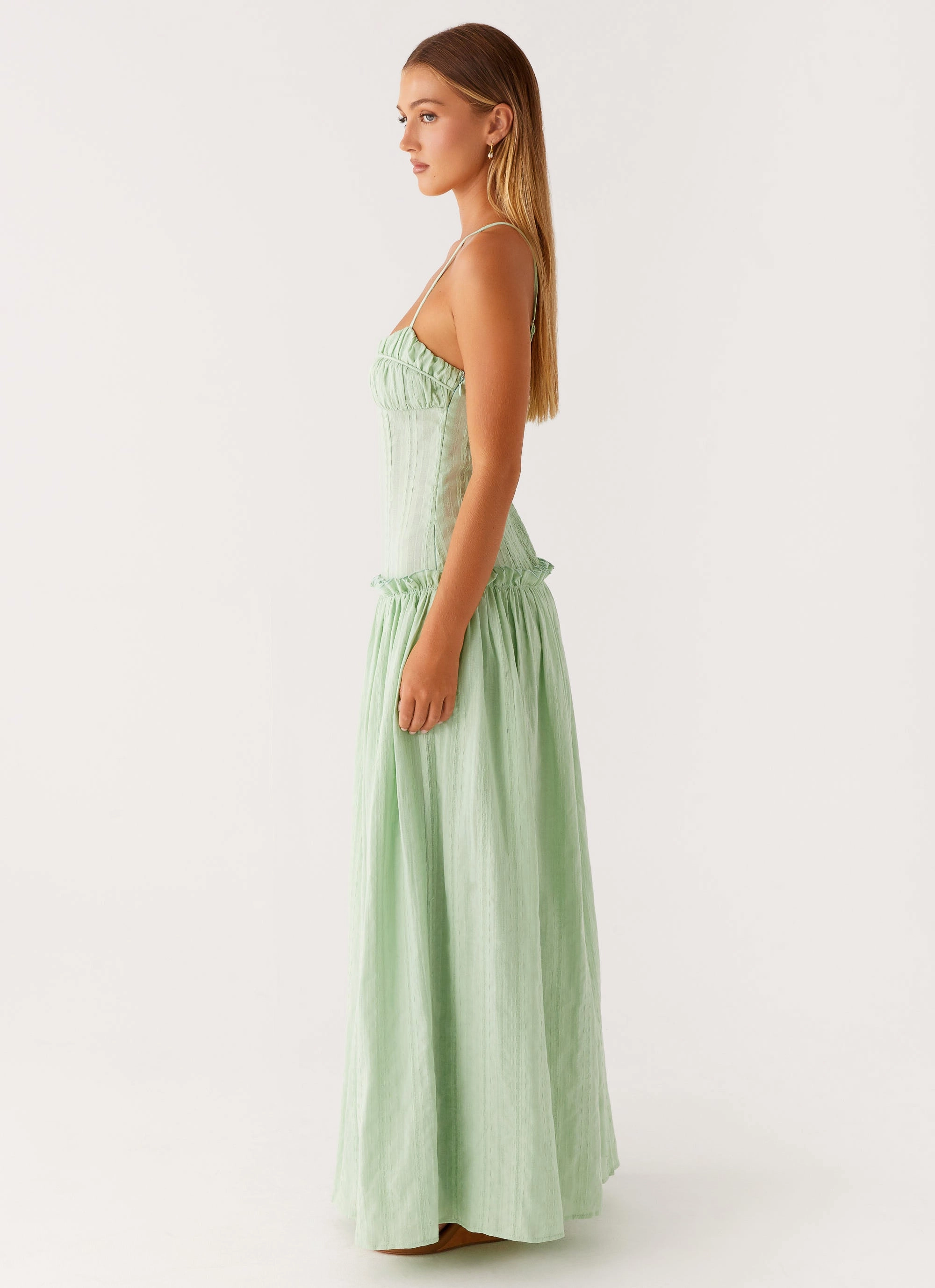 Sophisticated Vibe Jacinda Drop Waist Maxi Dress - Sage