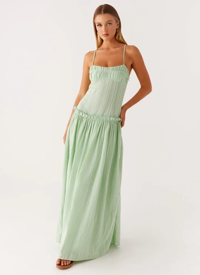 Chill Vibes Jacinda Drop Waist Maxi Dress - Sage
