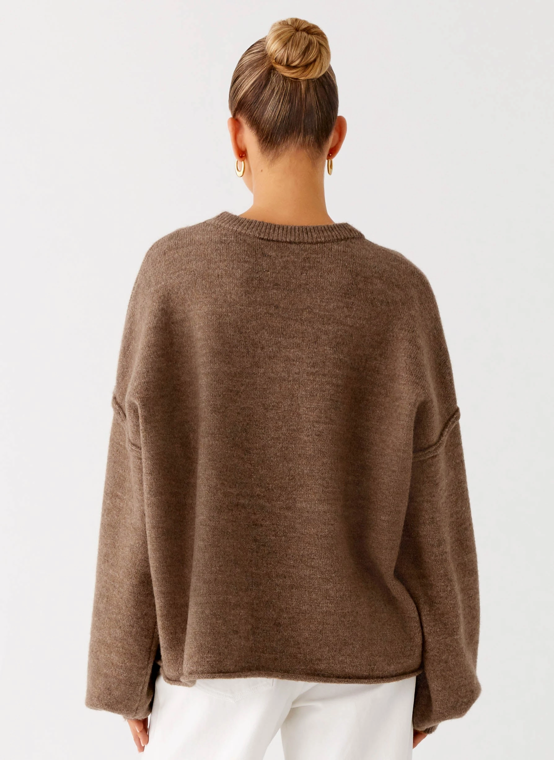 Wrinkle Resistant Treatment Soft Cotton Jack Oversized Knit Sweater - Tan Marle
