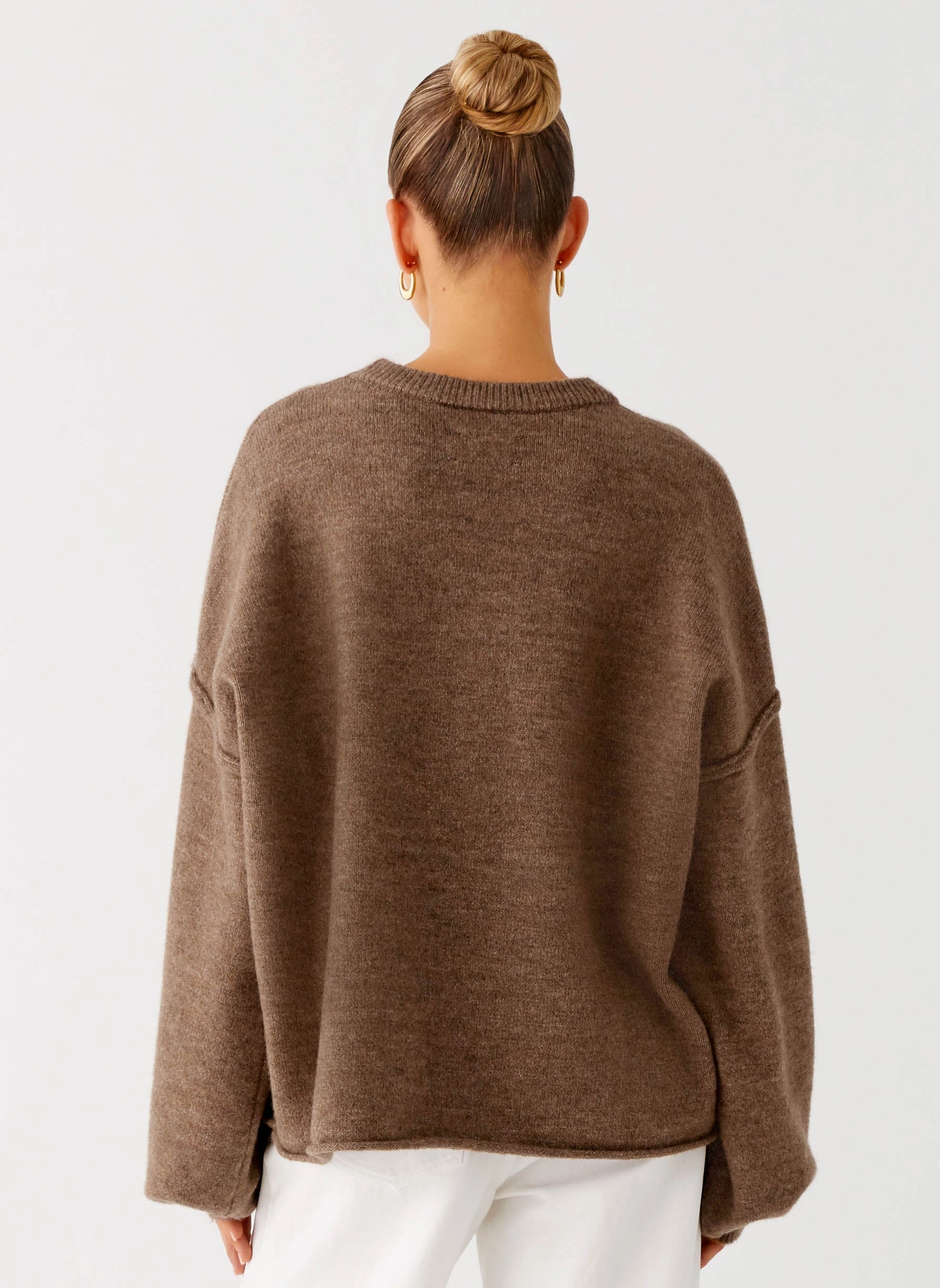Bound Seam Edges UltraSoft Lining Jack Oversized Knit Sweater - Tan Marle