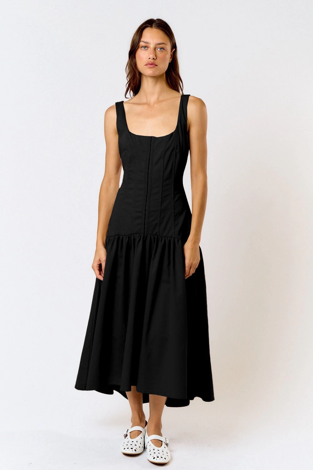 Double Layered Hem Reinforcement Jackie Midi Dress