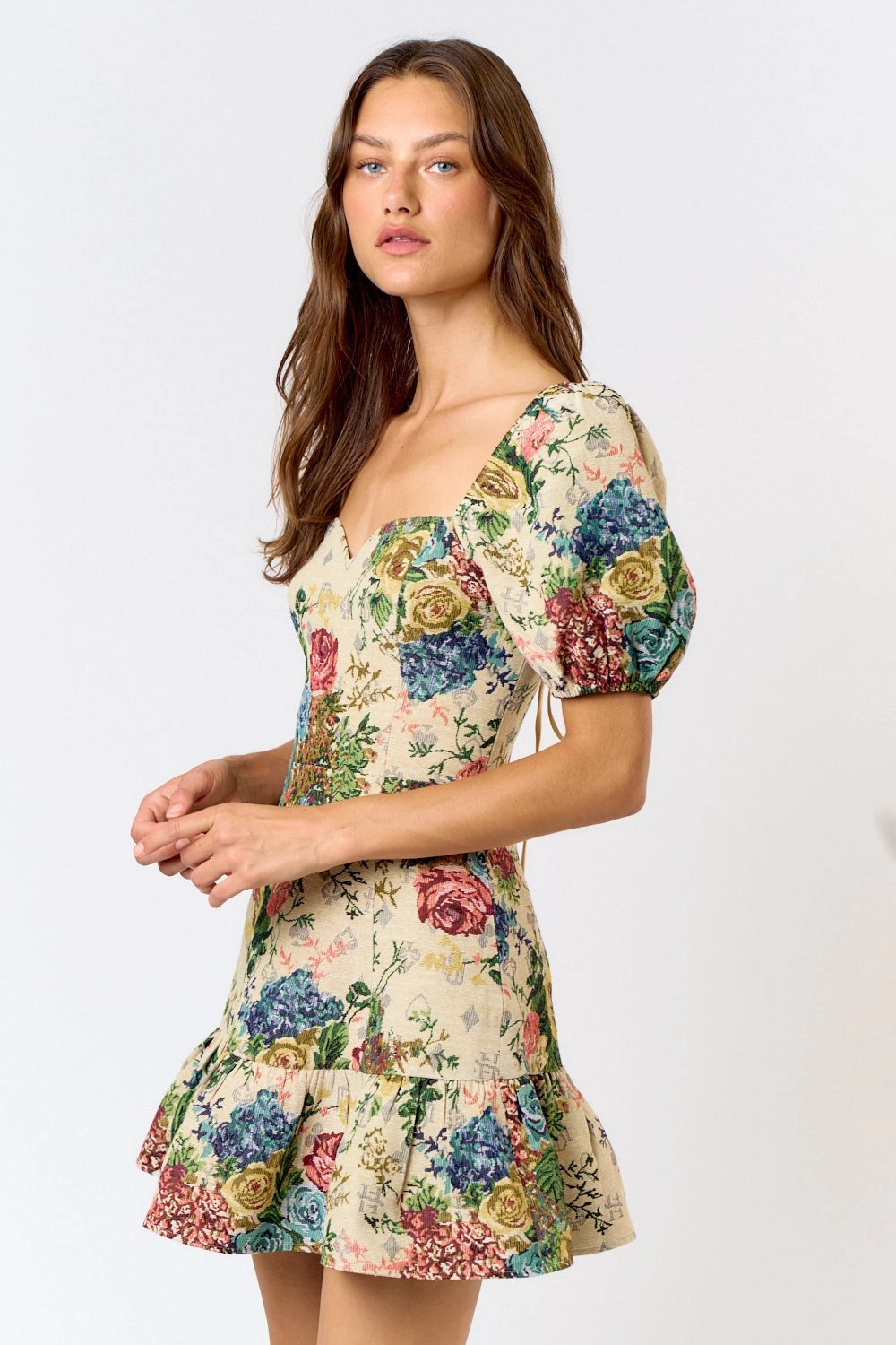 Lounge Mode Jacquard Lace Up Mini Dress