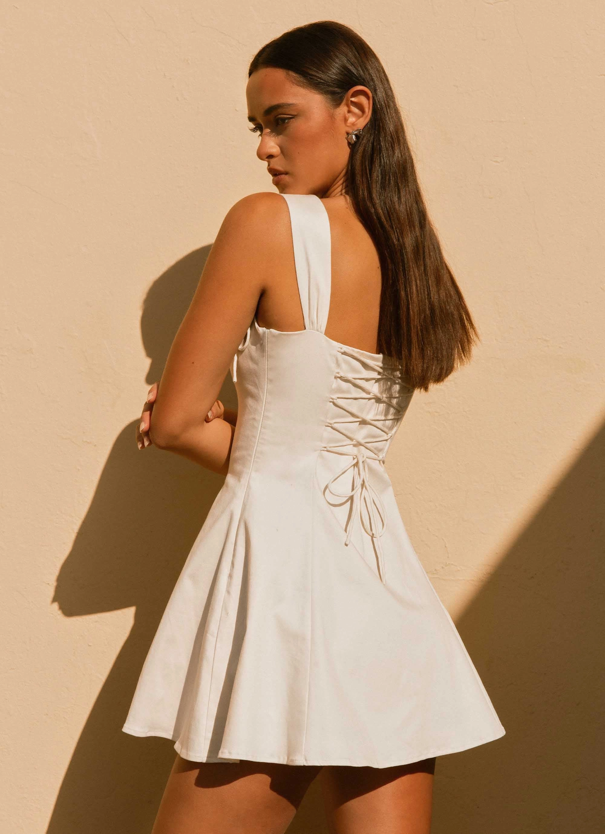 Polite Vibe Jamaya Tie Mini Dress - Ivory