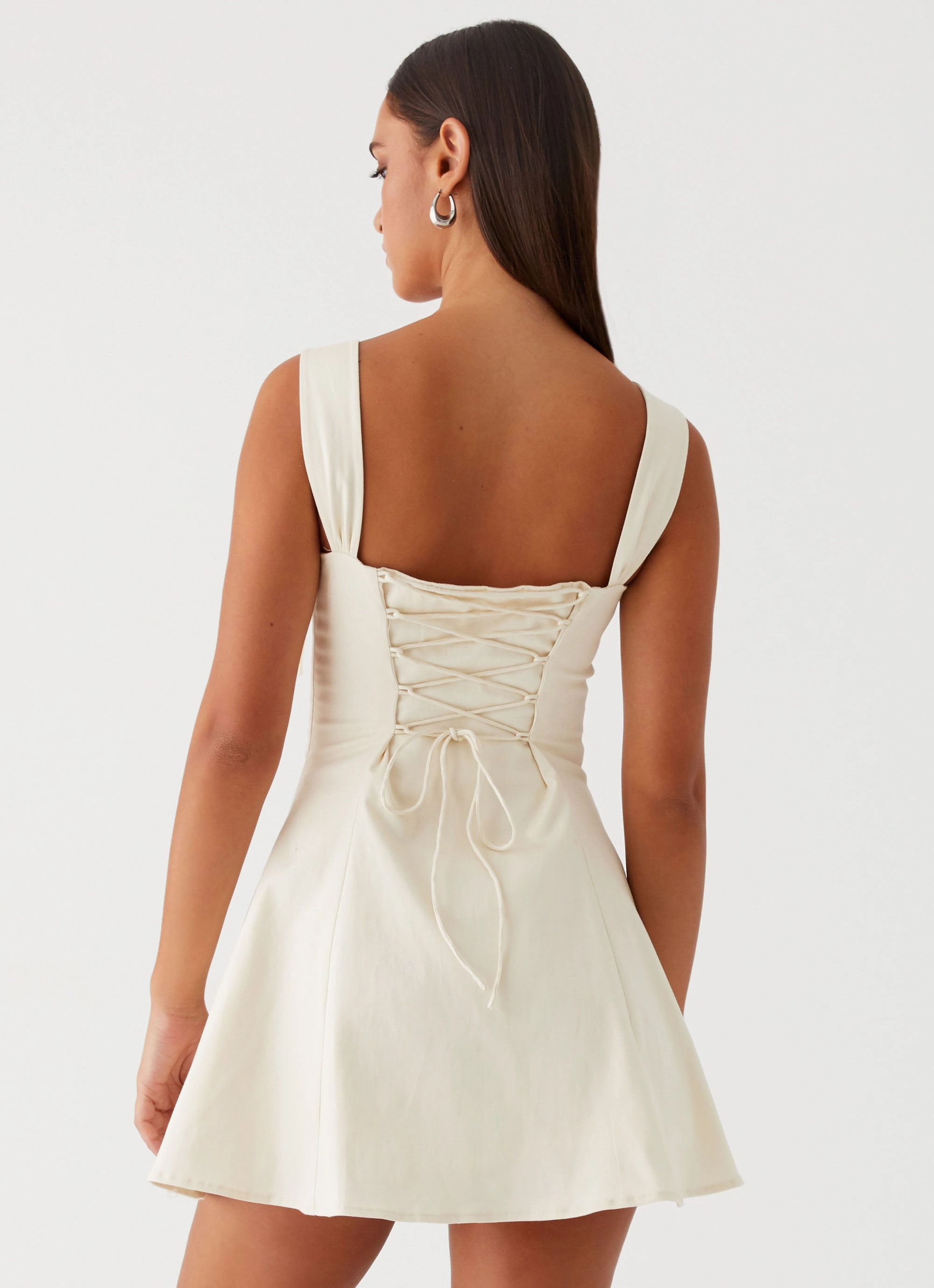 Jamaya Tie Mini Dress - Ivory Music-Concert