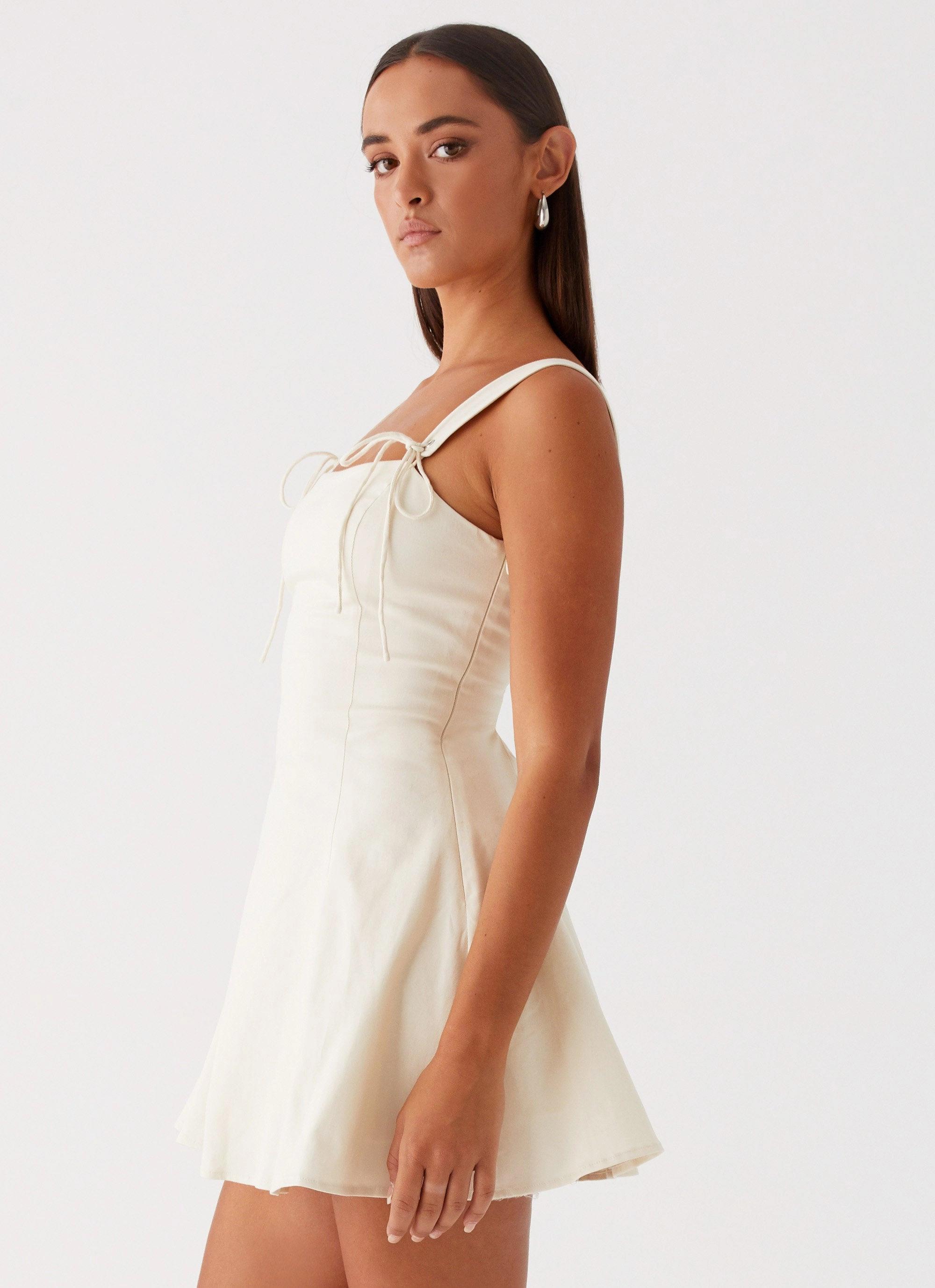Jamaya Tie Mini Dress - Ivory Chic formal attire
