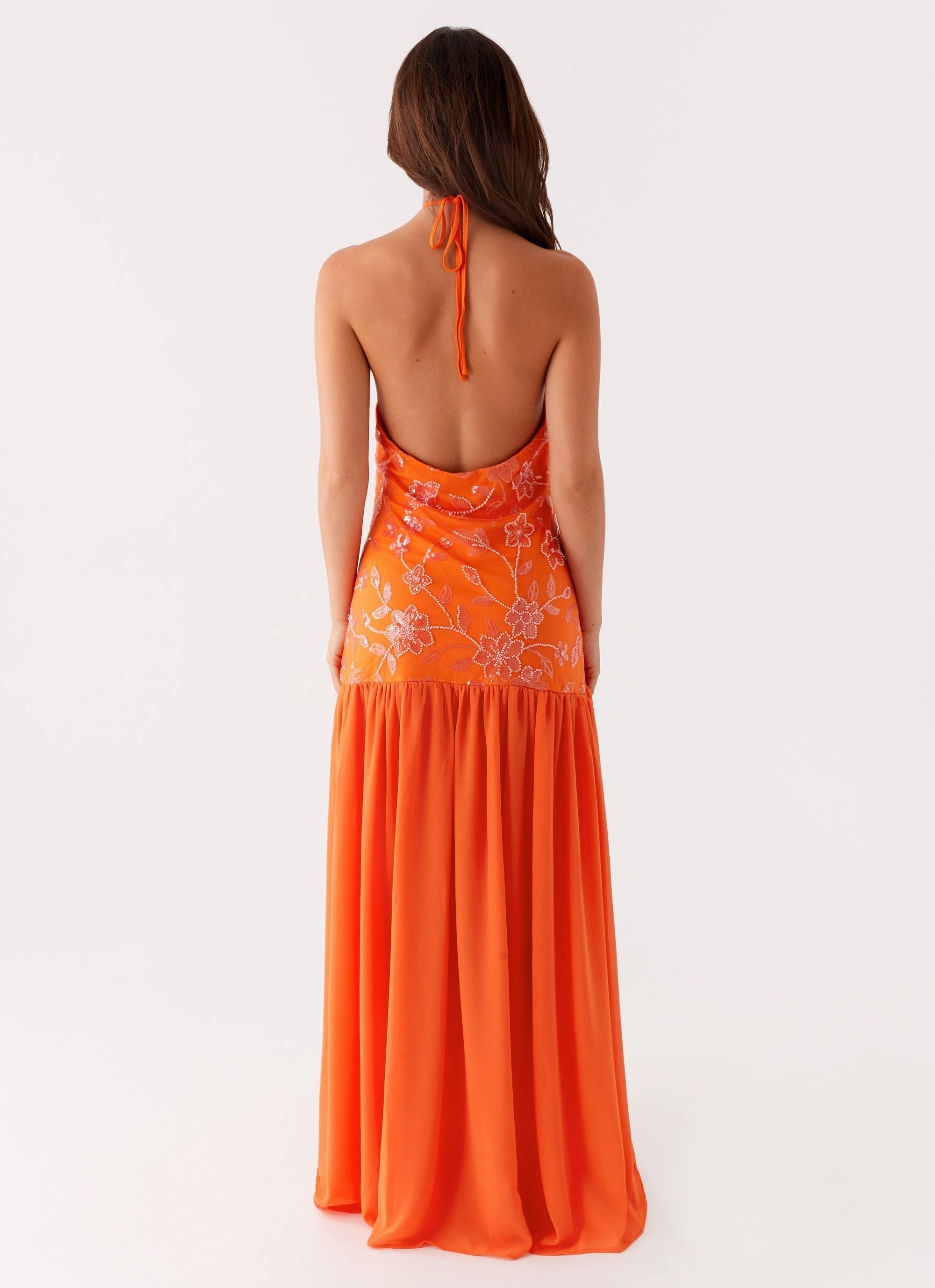 Midi-Length Effortless Look Janelle Beaded Maxi Dress - Orange