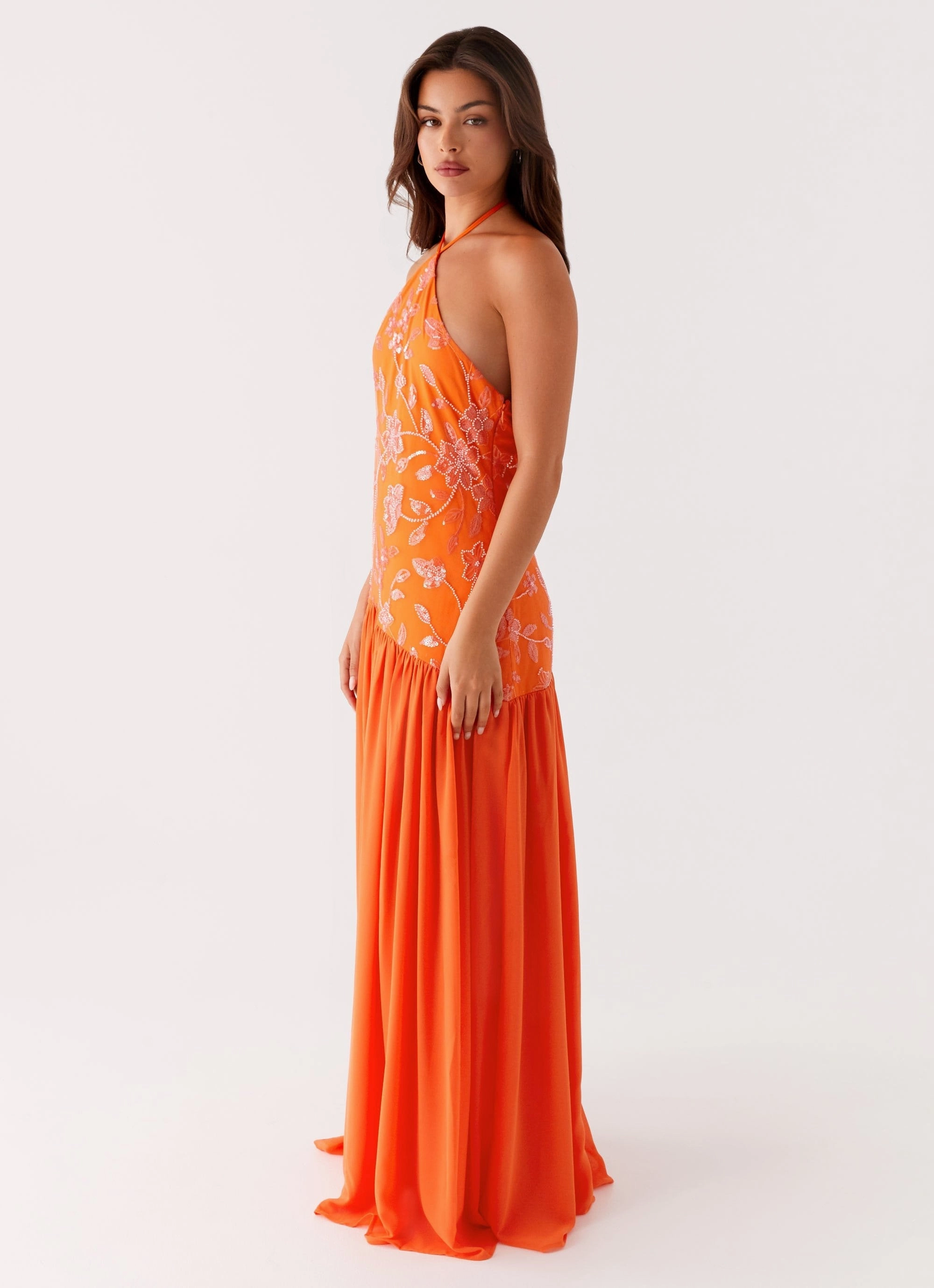 Night Mood Janelle Beaded Maxi Dress - Orange
