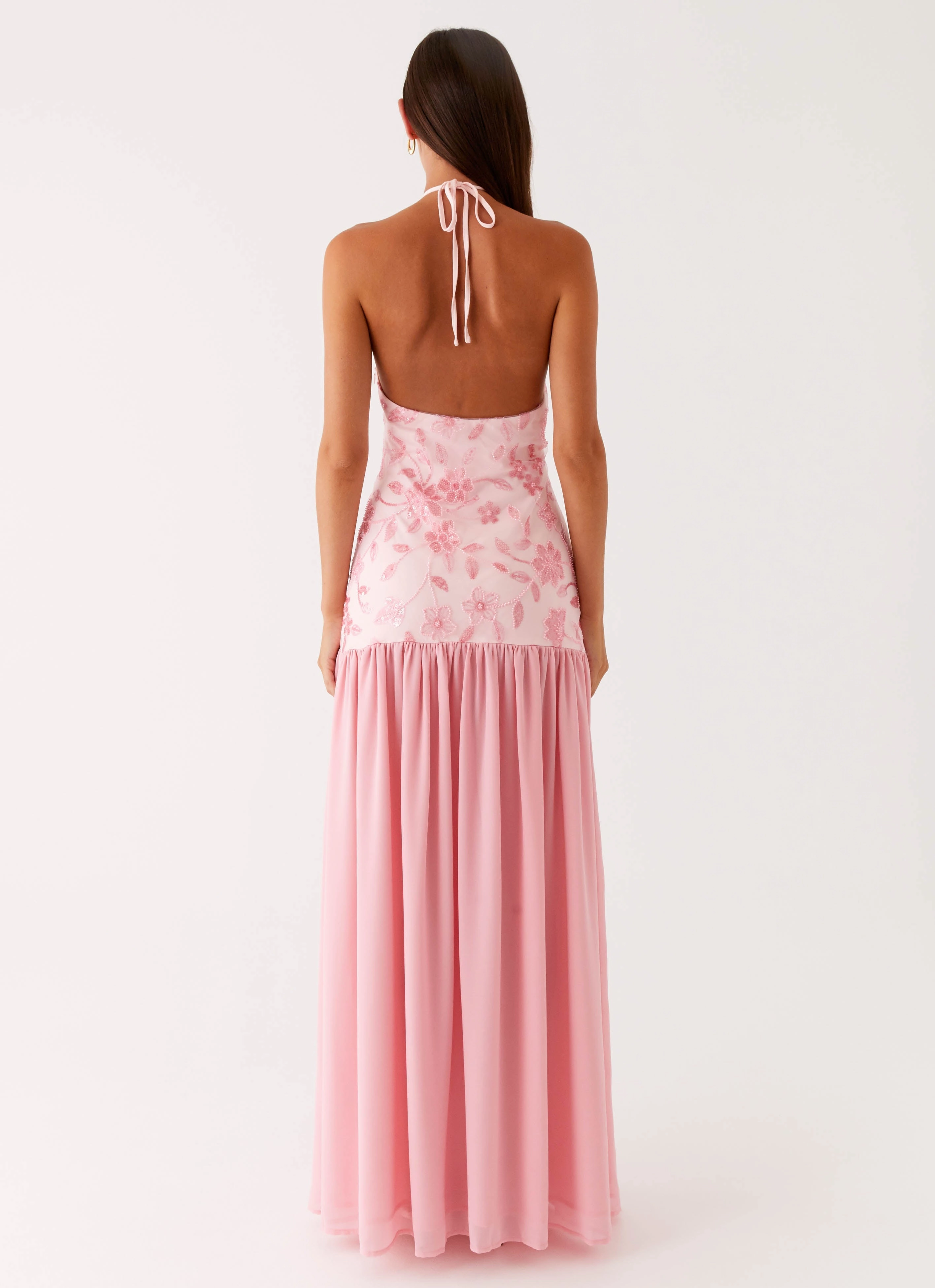 Janelle Beaded Maxi Dress - Pink Whimsical Mood Perfect Fit