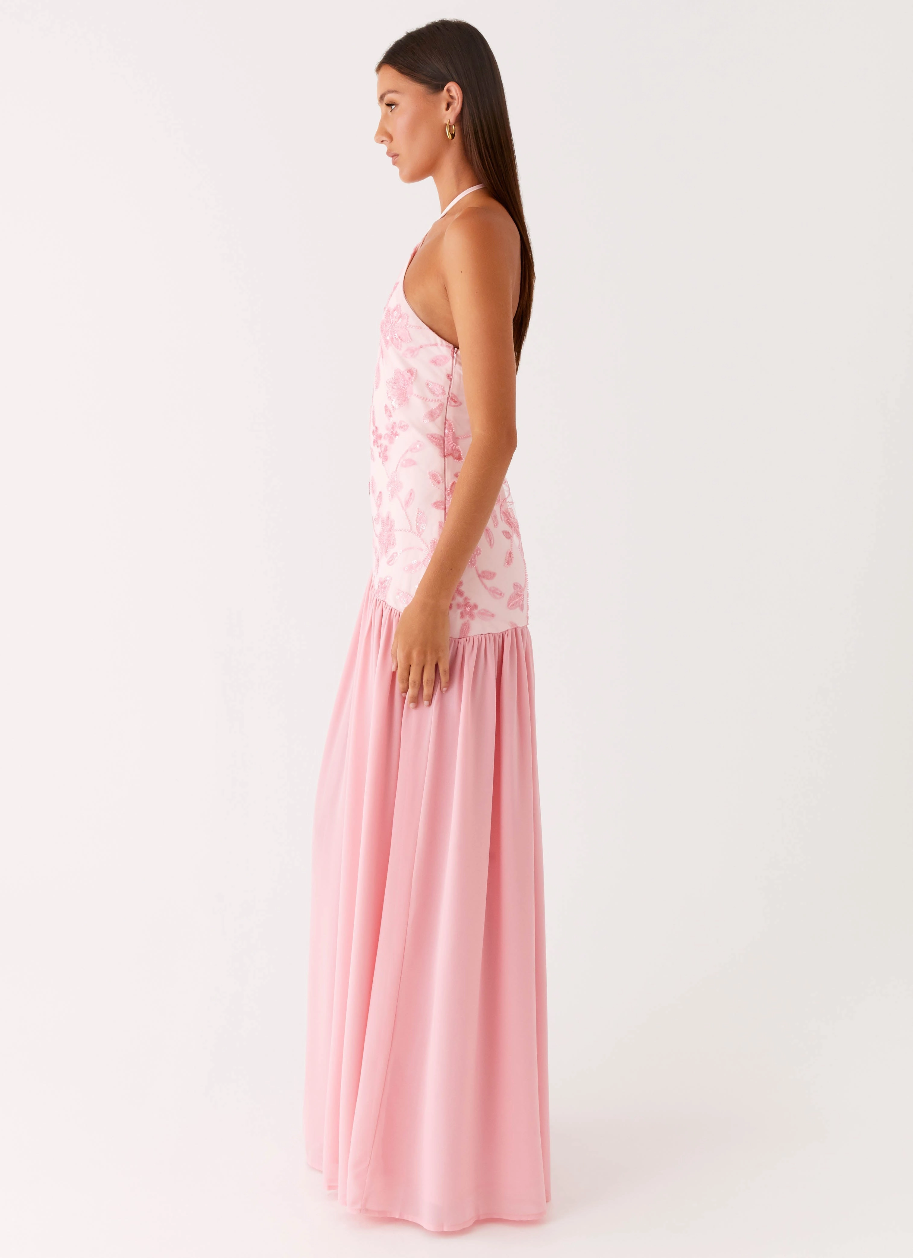 Back Glow Janelle Beaded Maxi Dress - Pink
