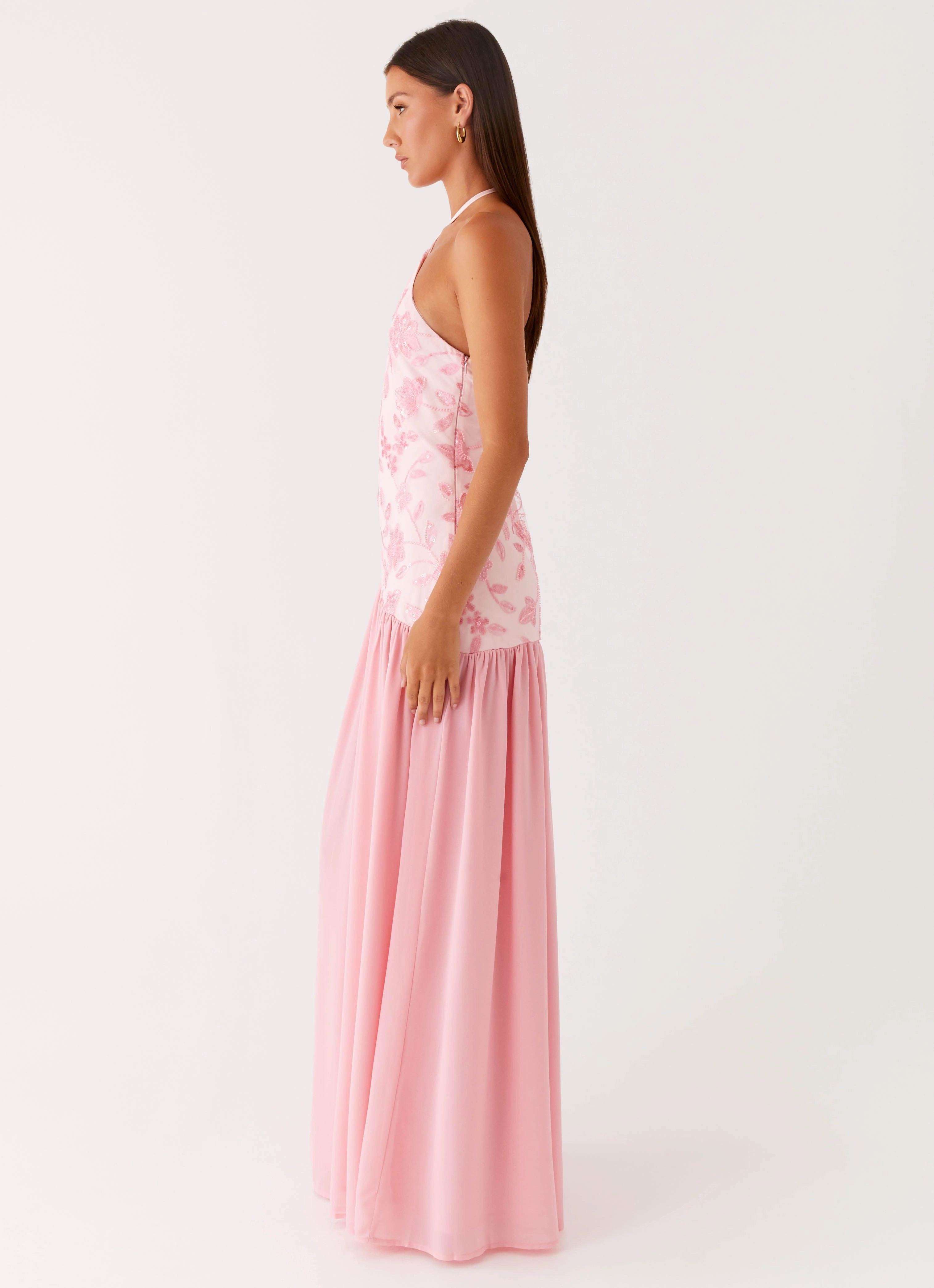 Soft-touch Stylish Appearance Janelle Beaded Maxi Dress - Pink