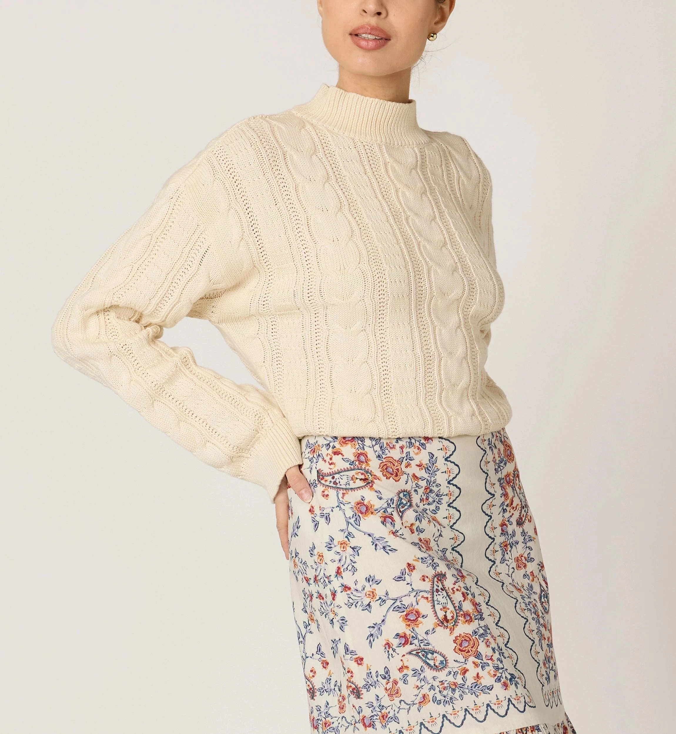 Double Stitched Seams Tubular Body Construction Janie Sweater | Ivory