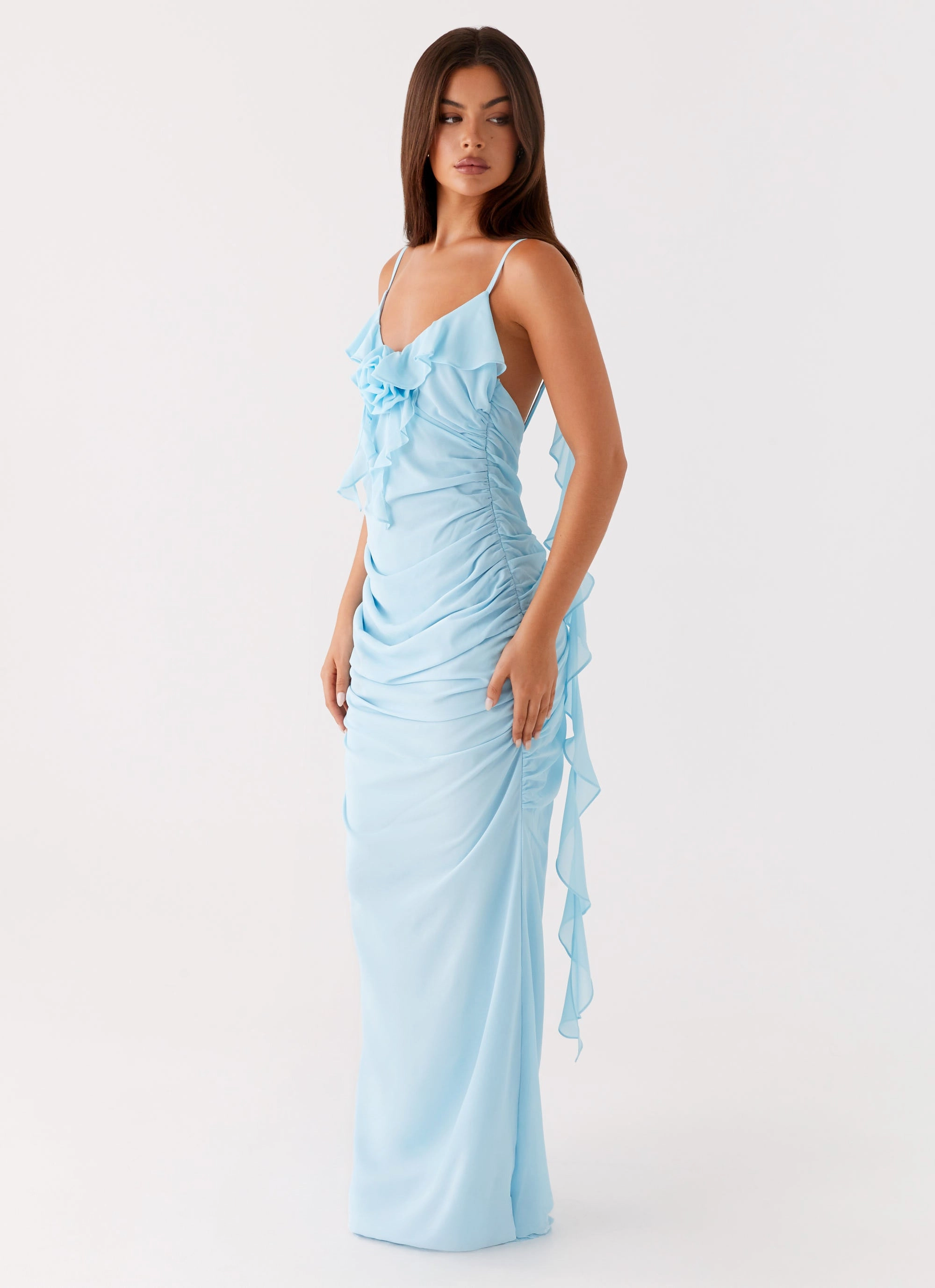 Jasmina Maxi Dress - Blue Matte-finish