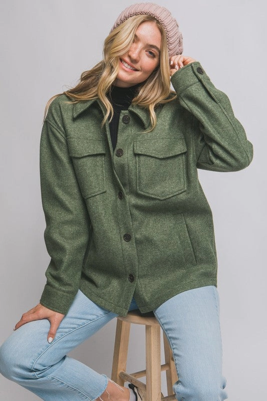 Jennie Jq Fleece Shacket Easy Care Machine Washable City Ready Style