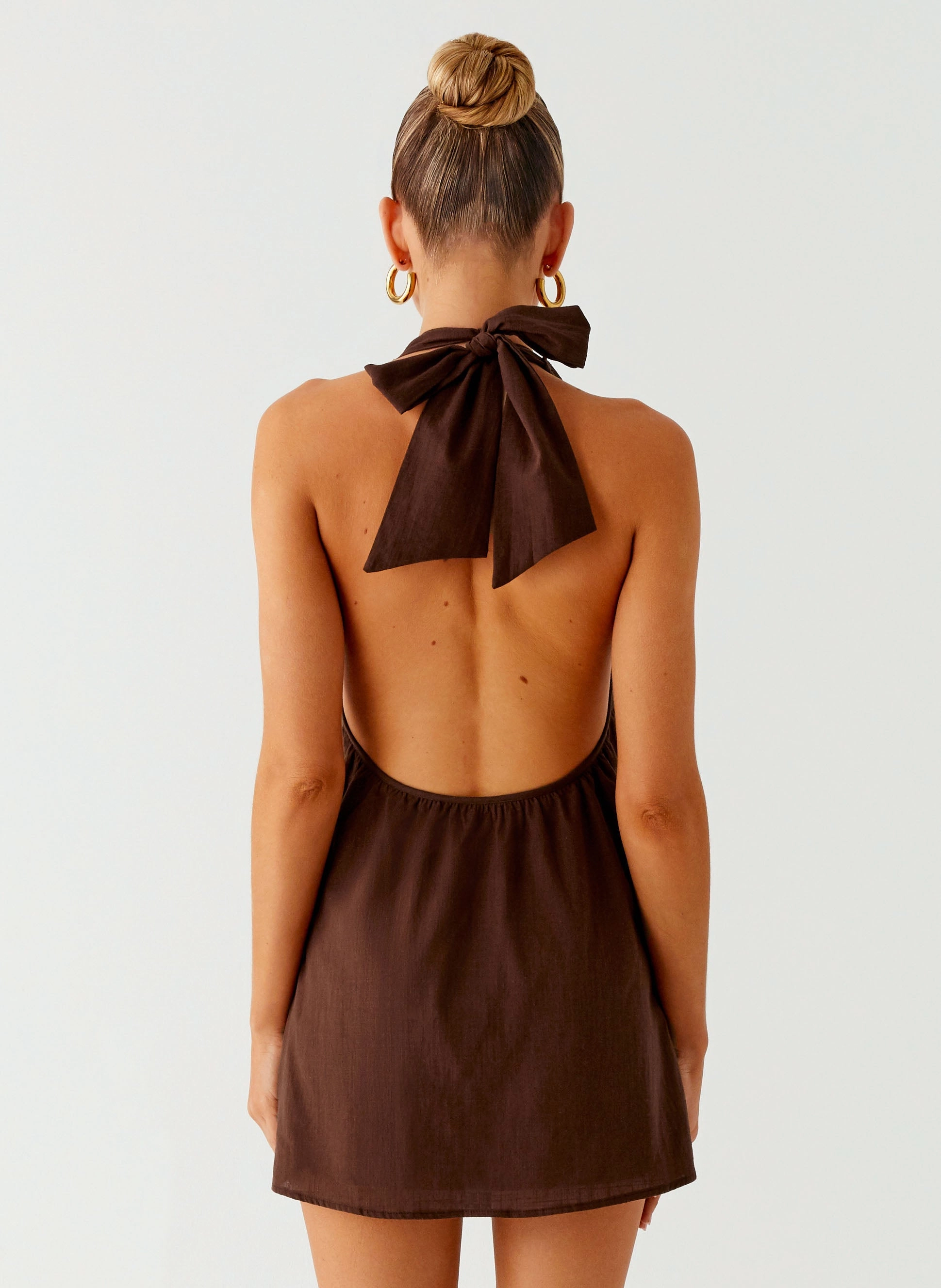 All Moments Chic and Cozy Jepsen Halter Mini Dress - Chocolate