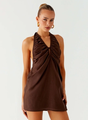 Jepsen Halter Mini Dress - Chocolate Cute Touch