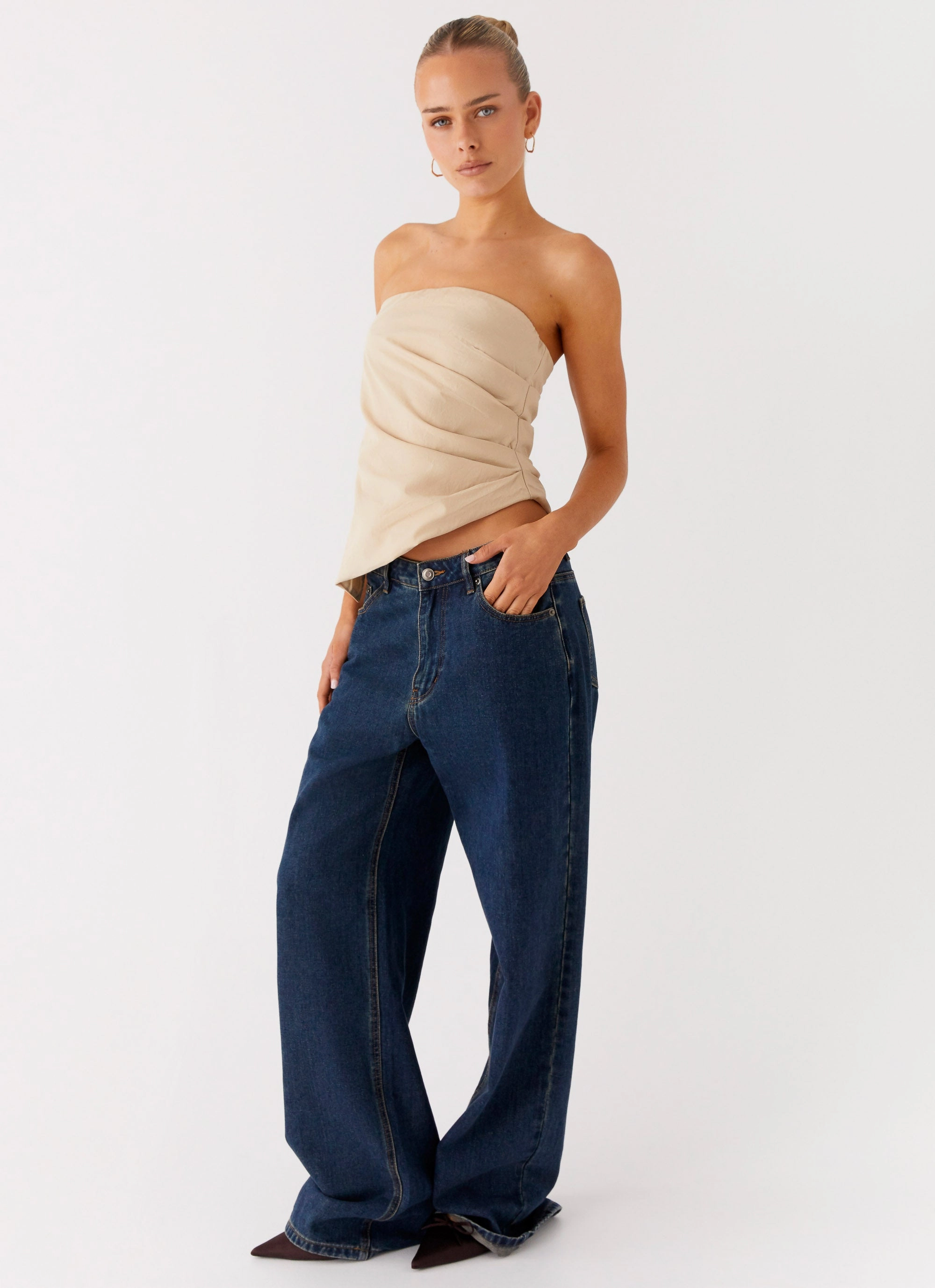 Briana Strapless Top - Tan stain resistant coating