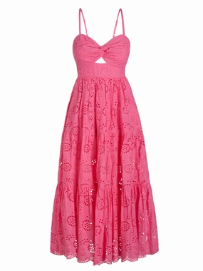 Jillian Dress In Hibiscus San Andr??s Eyelet Flattering and Chic