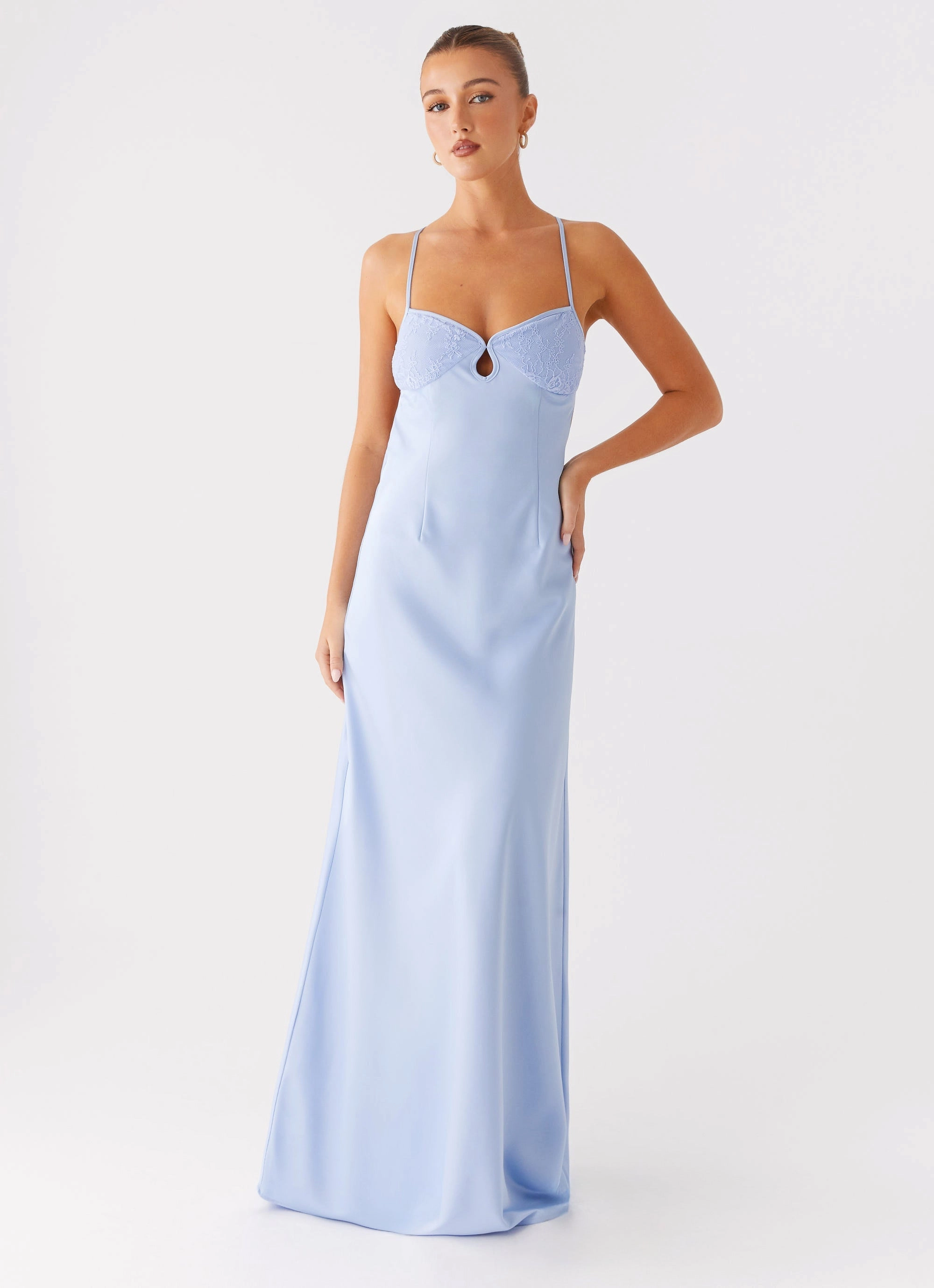 Chill Detail Polished Cut Joanie Maxi Dress - Blue