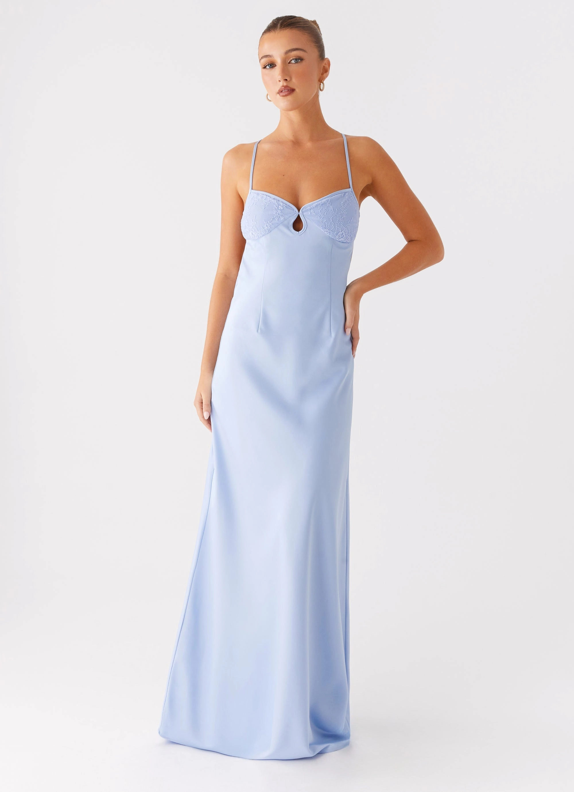 Joanie Maxi Dress - Blue Button-Cuff Daily Form