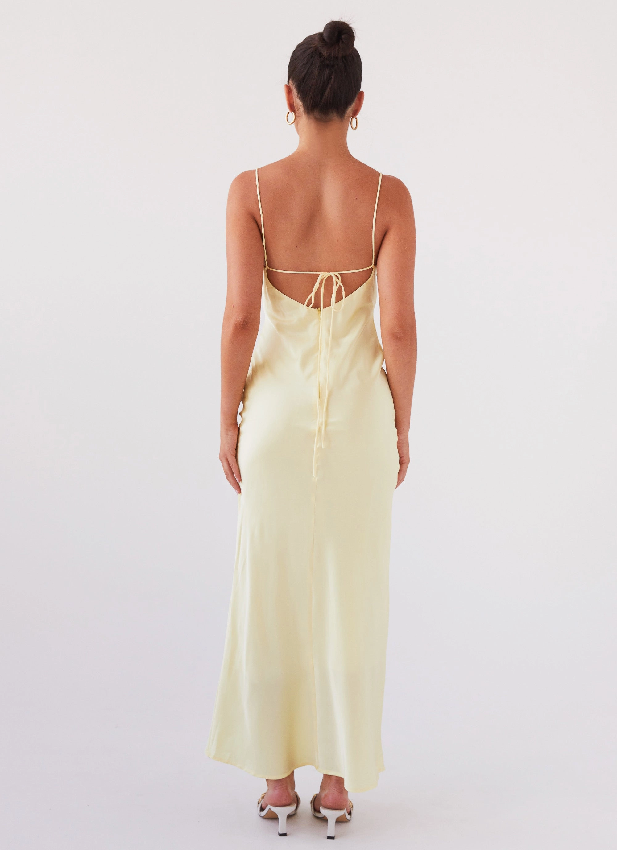 Modern and Stylish High-Fashion Joanna Satin Maxi Dress - Lemon