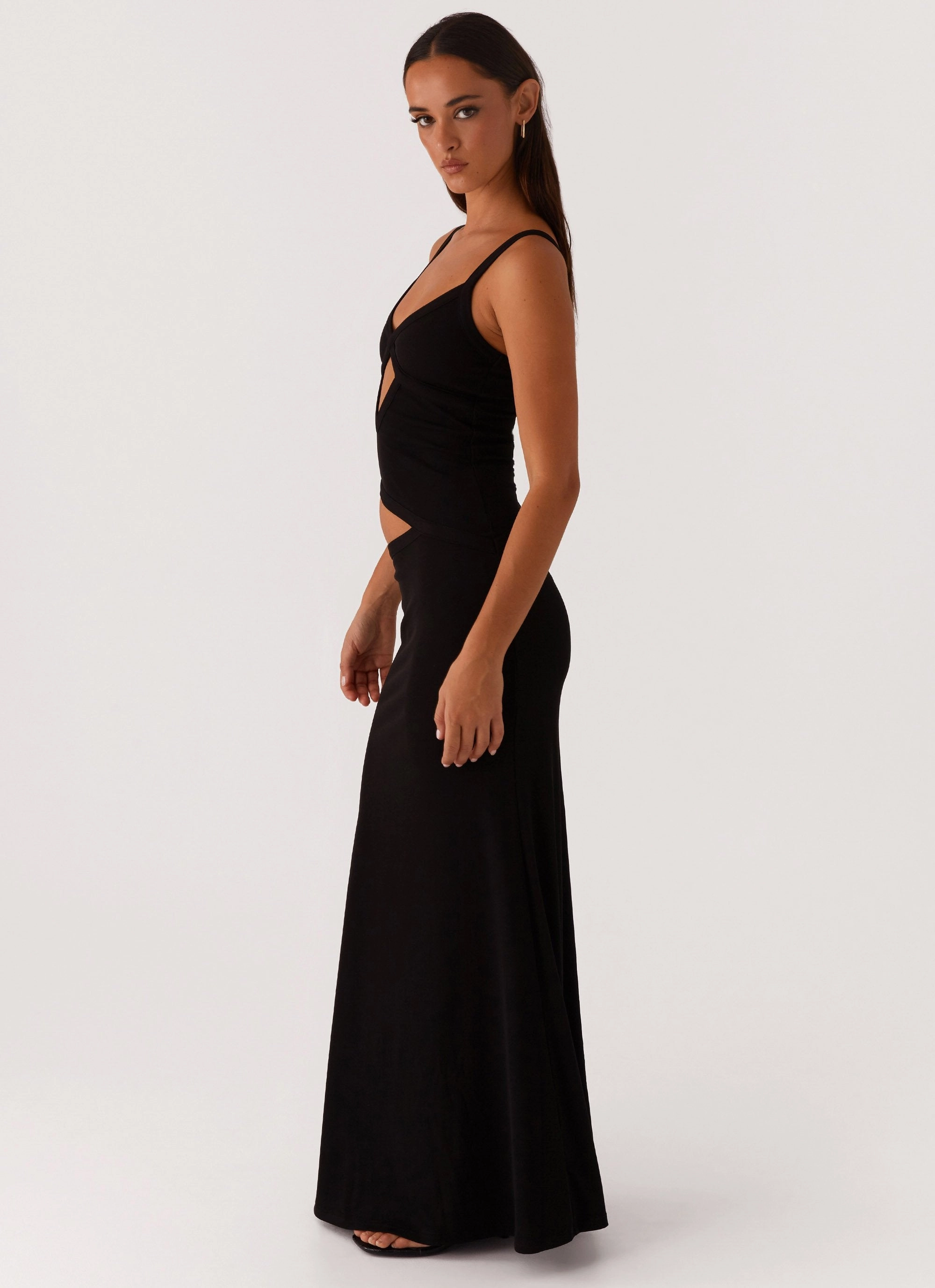 Jocelyn Maxi Dress - Black Ruffle-Detail