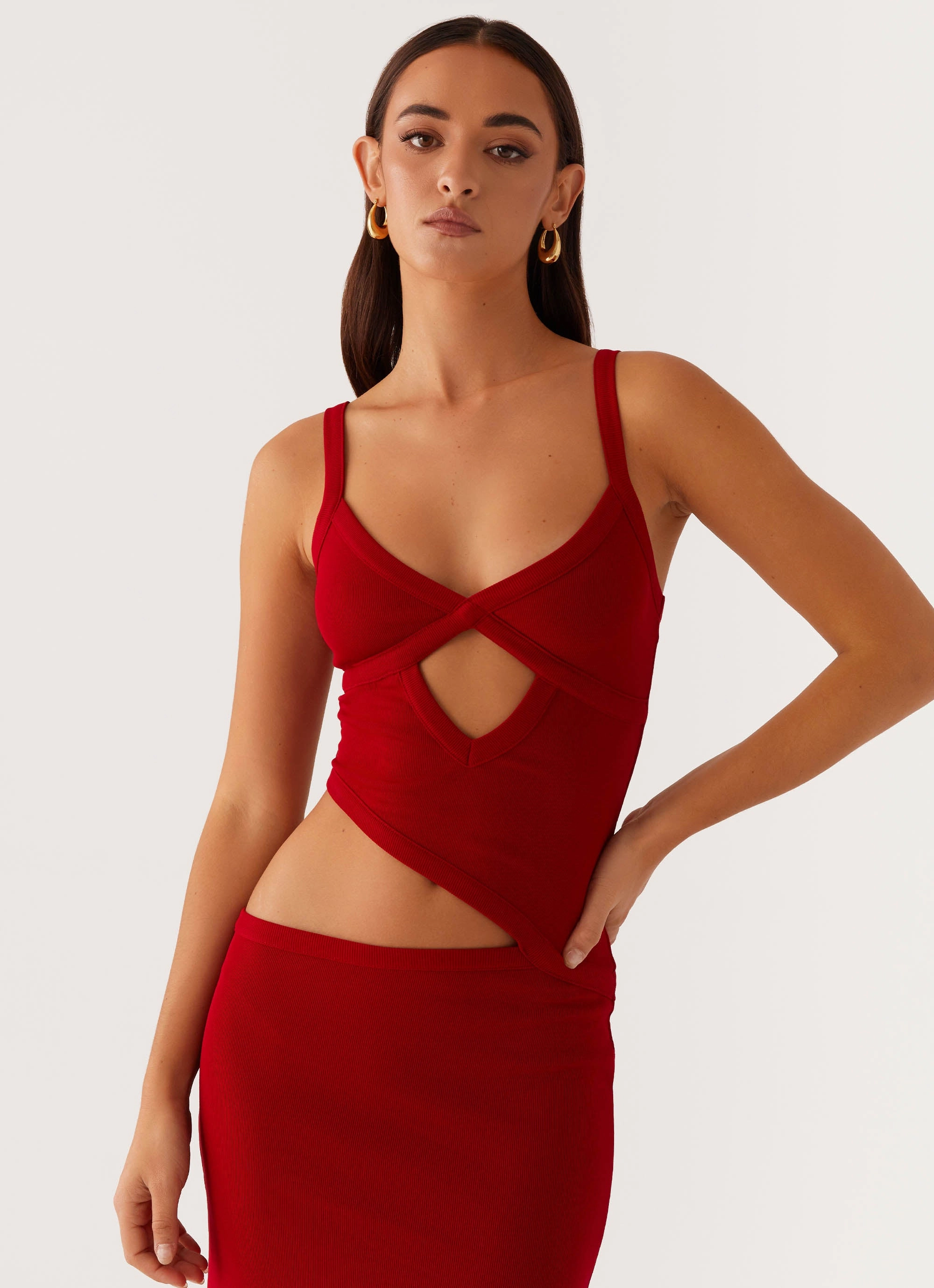 Winter Layering Basic Cool Jocelyn Maxi Dress - Red