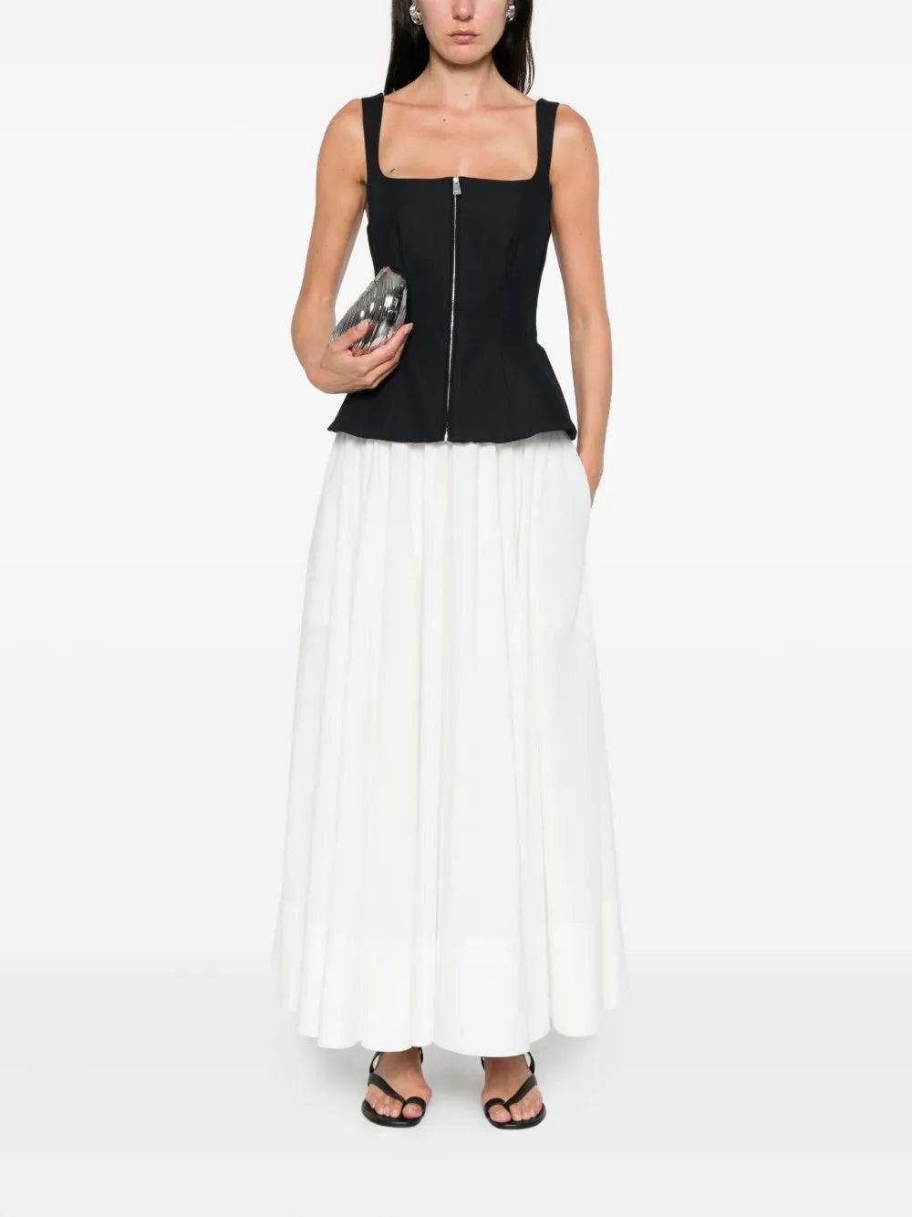 Business casual Beaded-Edge Jolynn Combo Midi Dress in Black Multi