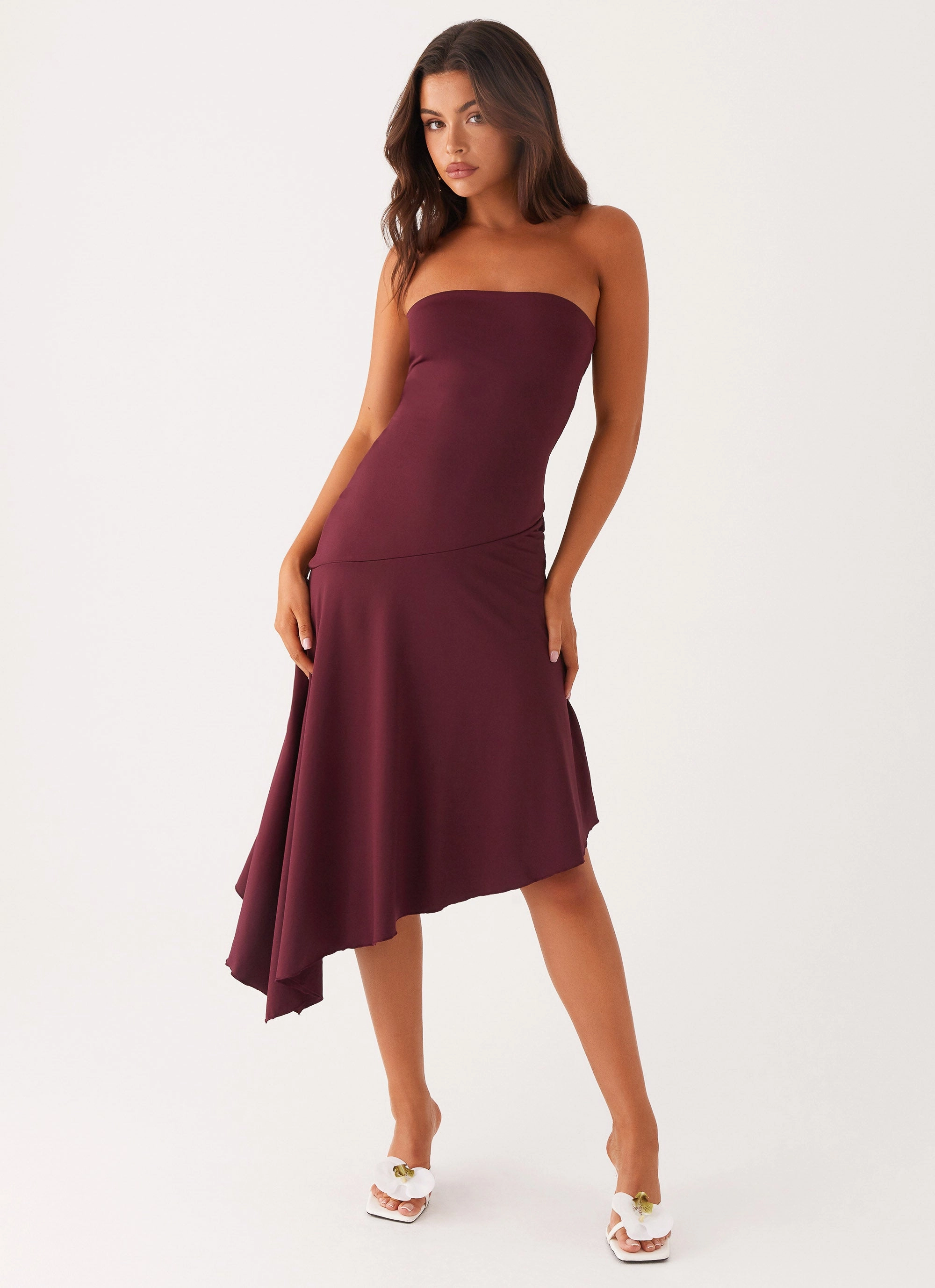 Retro Vibes Satin Glow Juliana Midi Dress - Mulberry