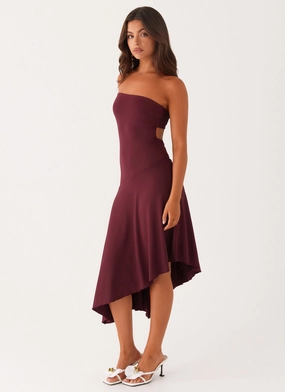 Juliana Midi Dress - Mulberry Modern Chic Edge Shape