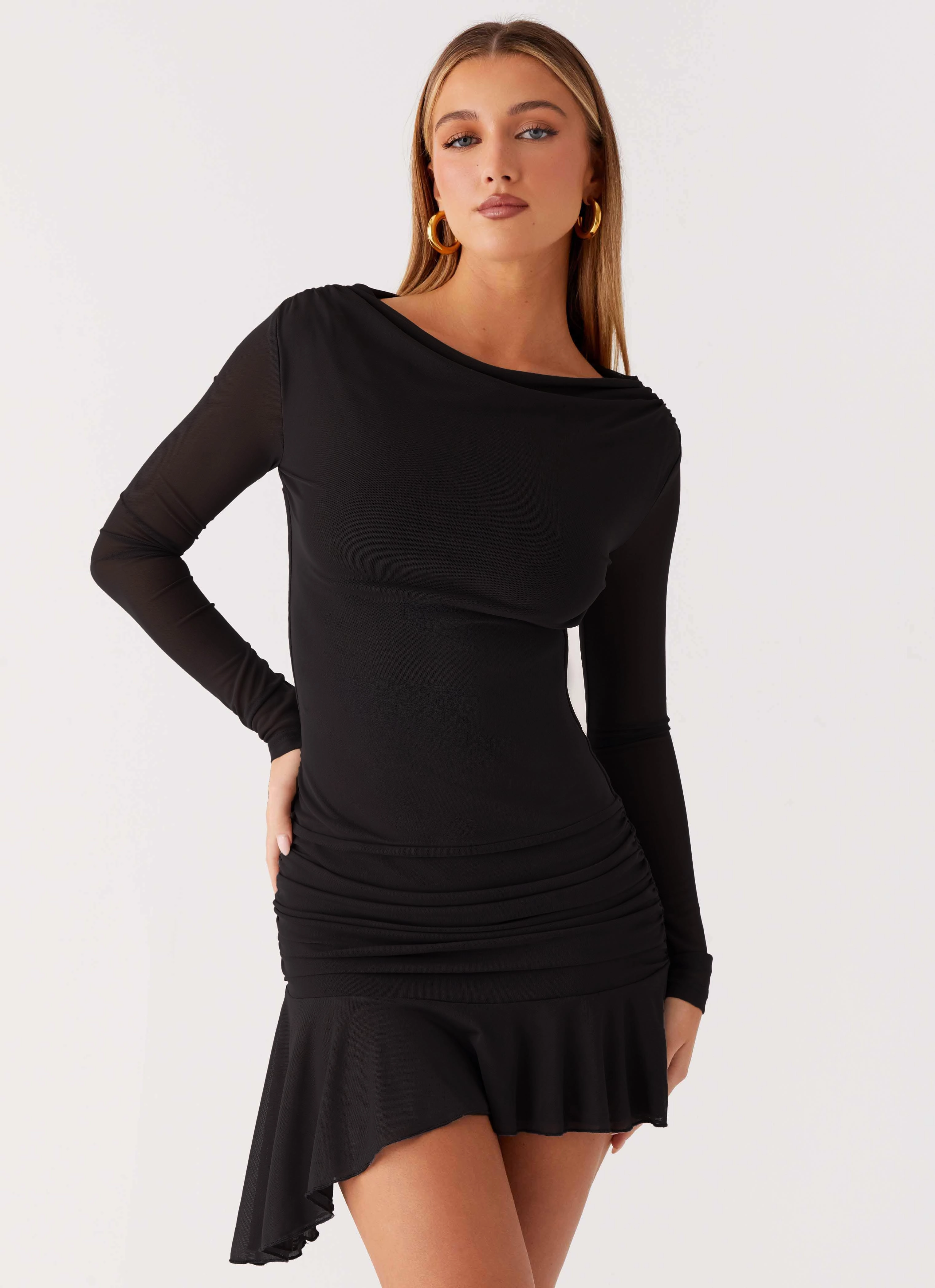 Matte-finish Juliana Mini Dress - Black