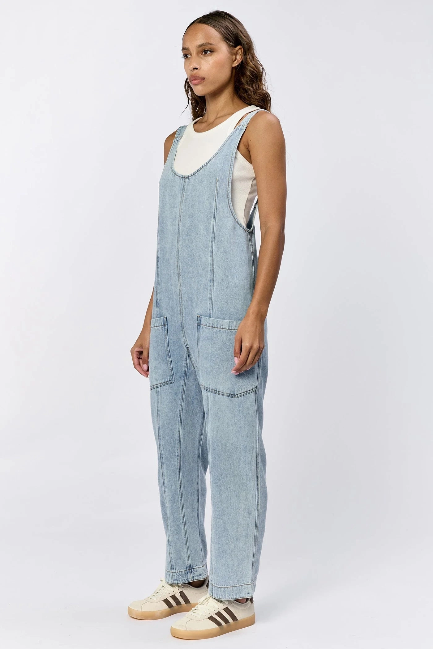 Hidden Zip Pockets Soft and Light Julie Denim Jumpsuit