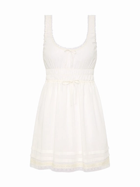 Juliet Mini Dress in White Playful-Detail Breathable wear