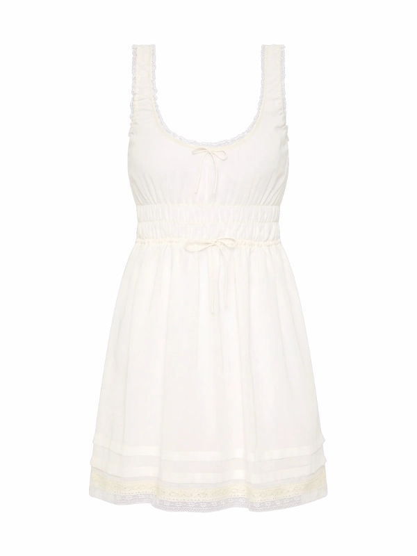 Minimal Design Striped-Pattern Juliet Mini Dress in White