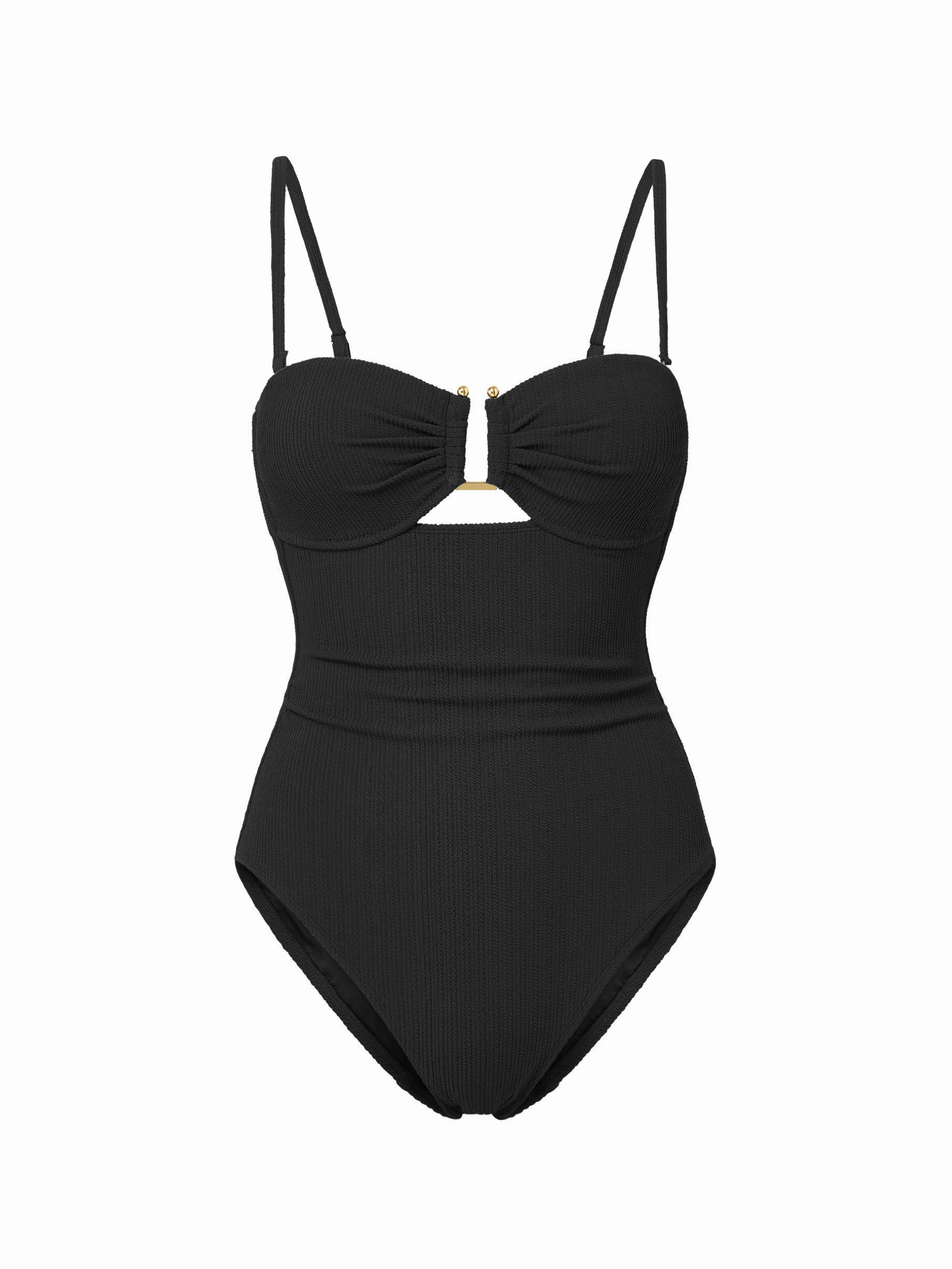 Pool Ready Tropical Vibes Juliette One Piece In Black Texture