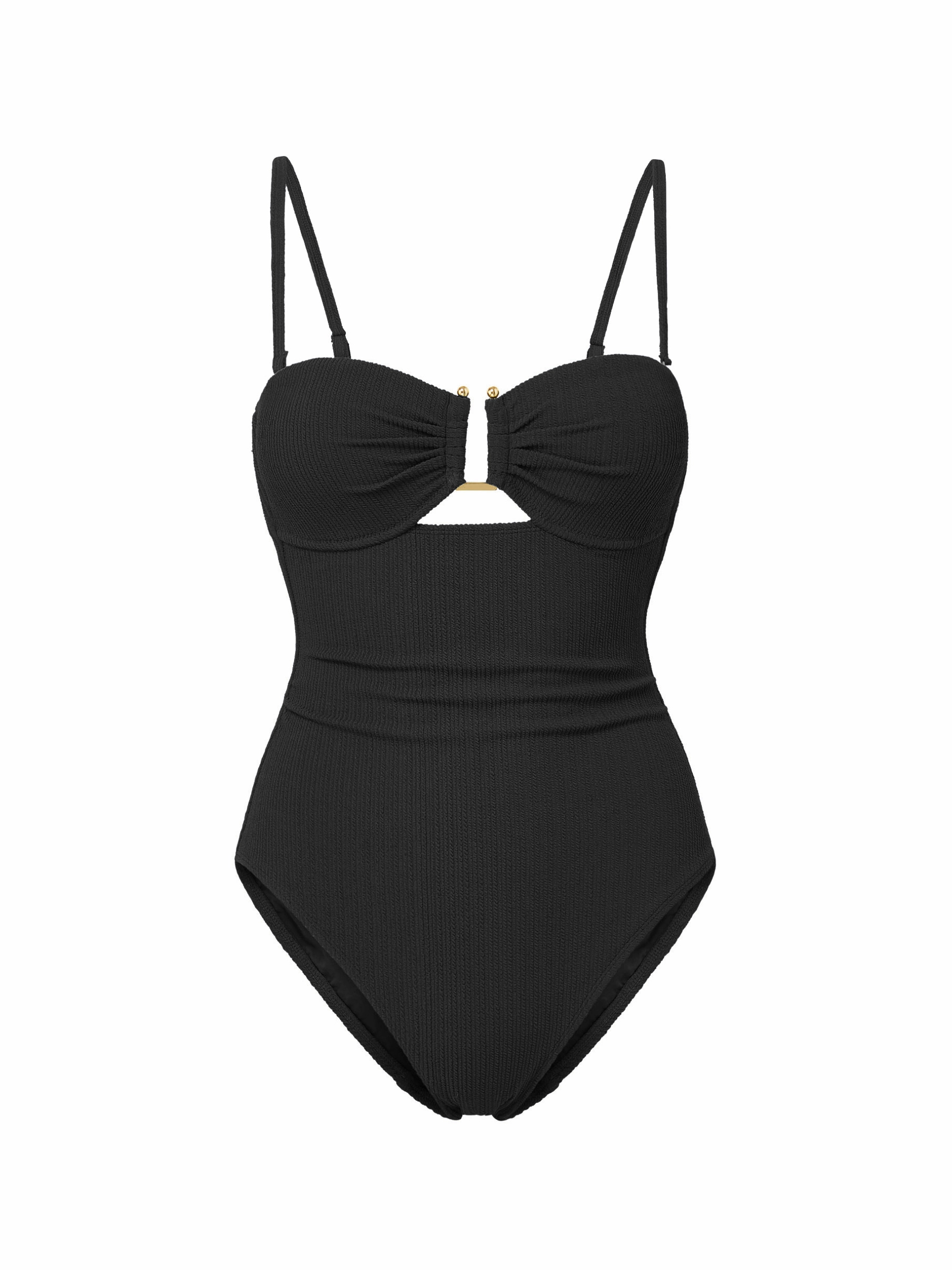 Mesh Lined Padding Juliette One Piece In Black Texture