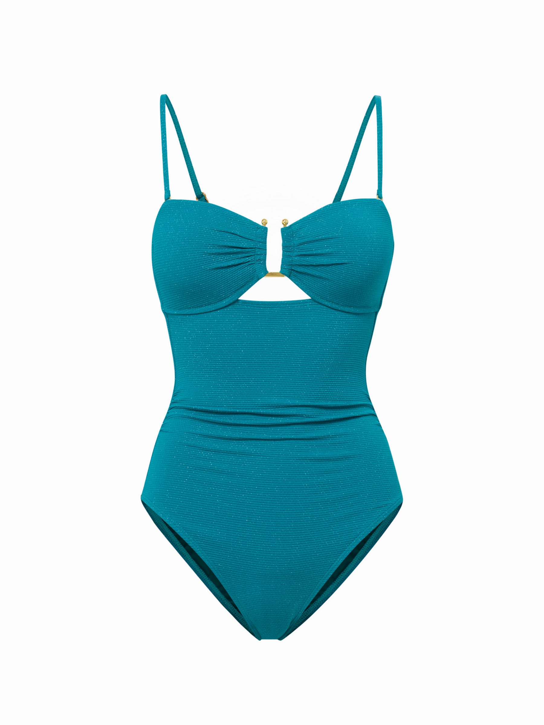 Juliette One Piece In Jungle Green Metallic Pique Side-Tie Swim Gear